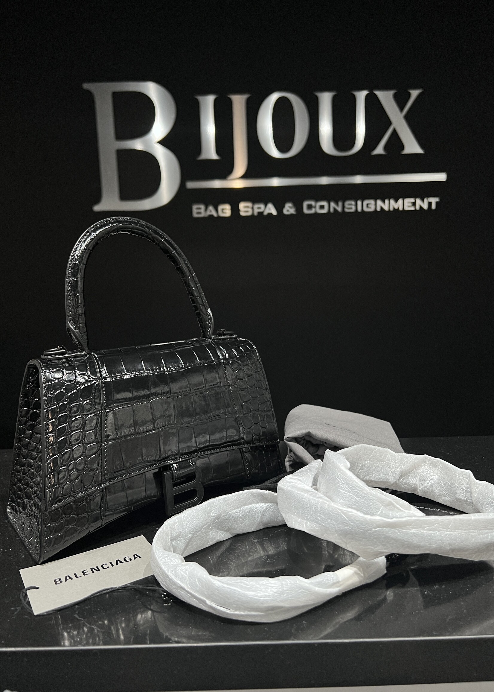 Balenciaga SOLD- Balenciaga Hourglass Black Croc
