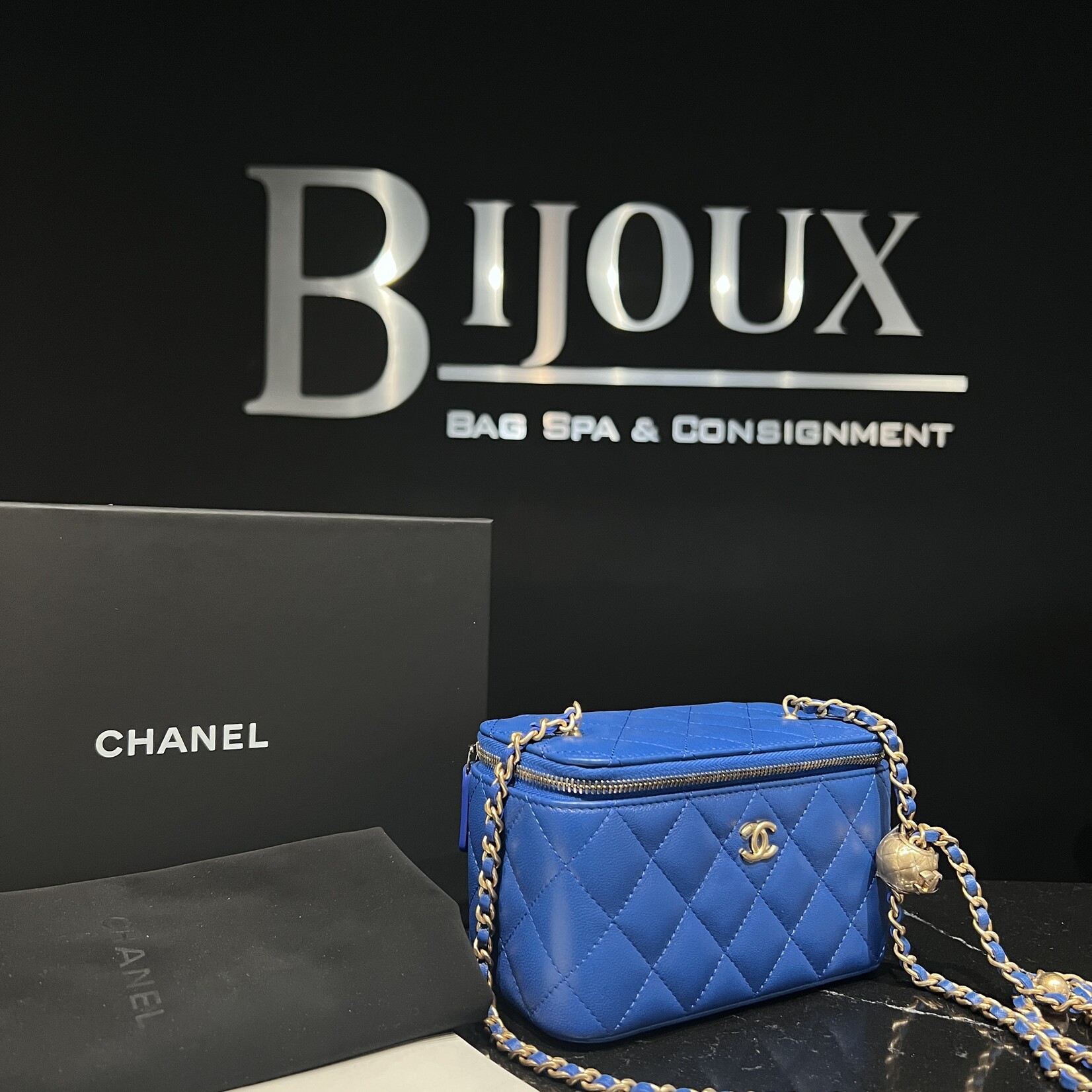 Chanel SOLD - Chanel Vanity Pearl Blue