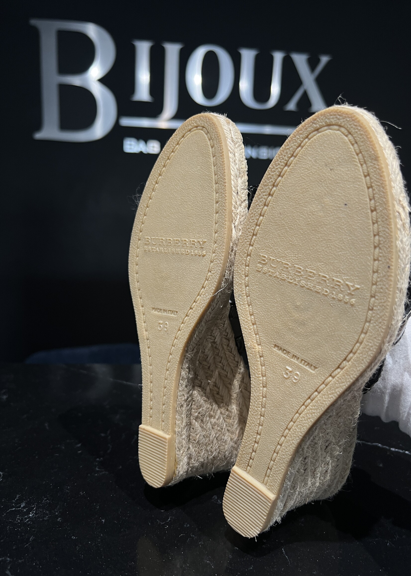 Burberry SOLD- Burberry Patent Wedge 39