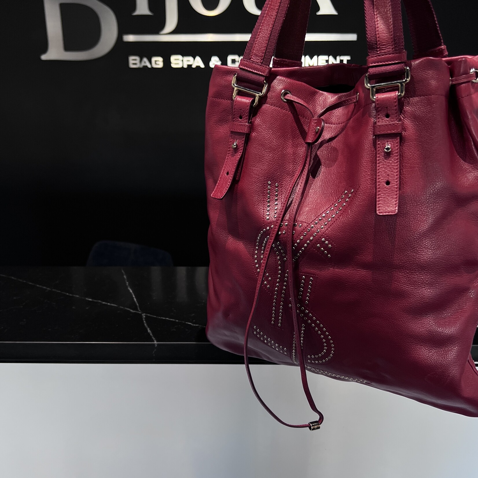 Saint Laurent SOLD- Saint Laurent  Studded Kahala Sac Red Tote
