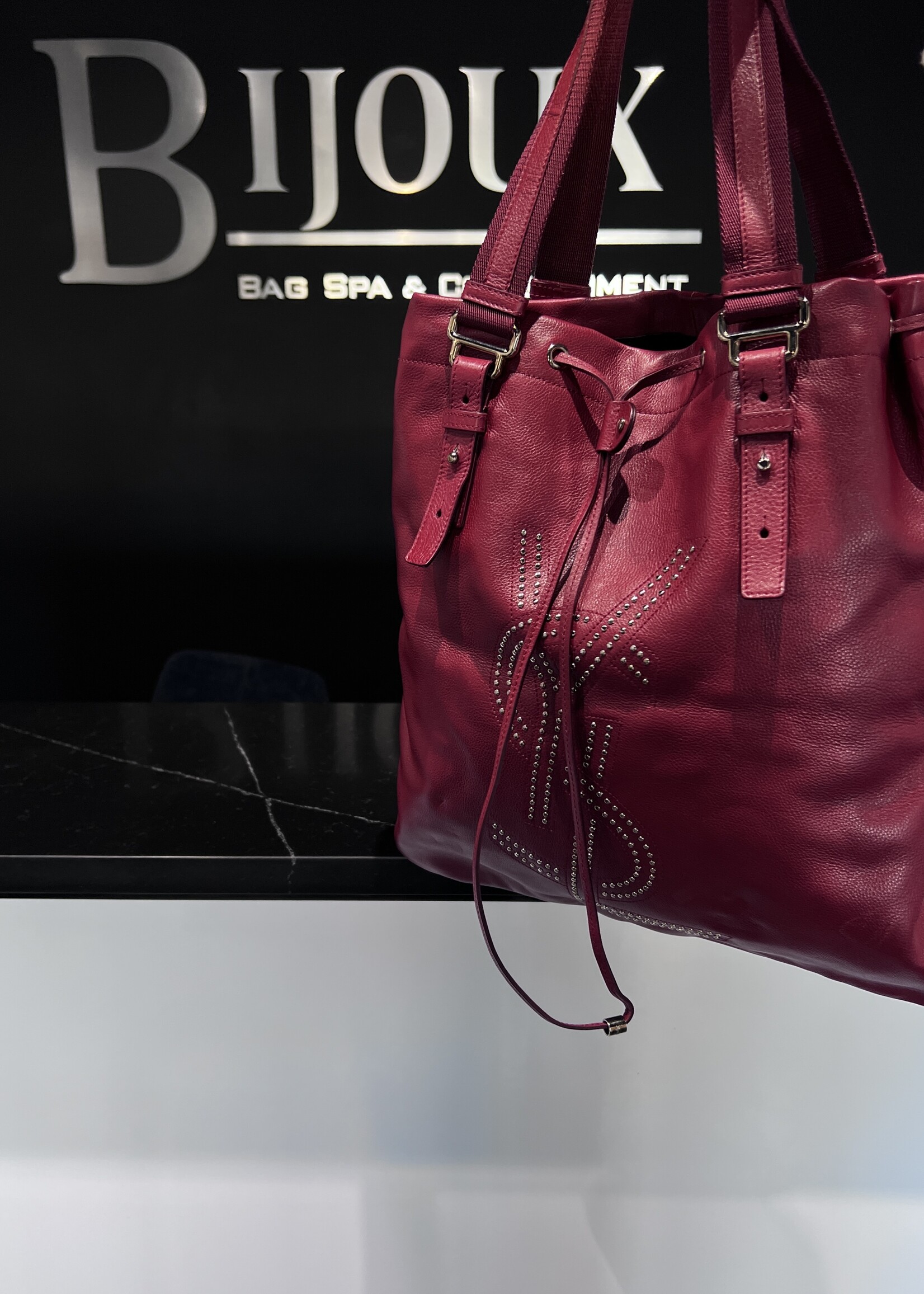 Saint Laurent SOLD- Saint Laurent  Studded Kahala Sac Red Tote