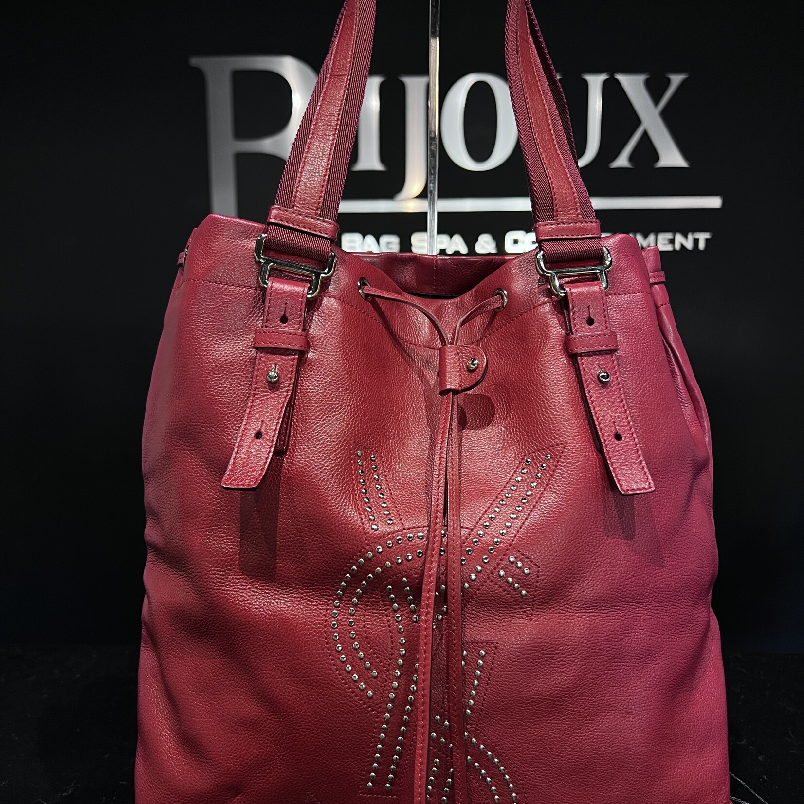 Saint Laurent SOLD- Saint Laurent  Studded Kahala Sac Red Tote