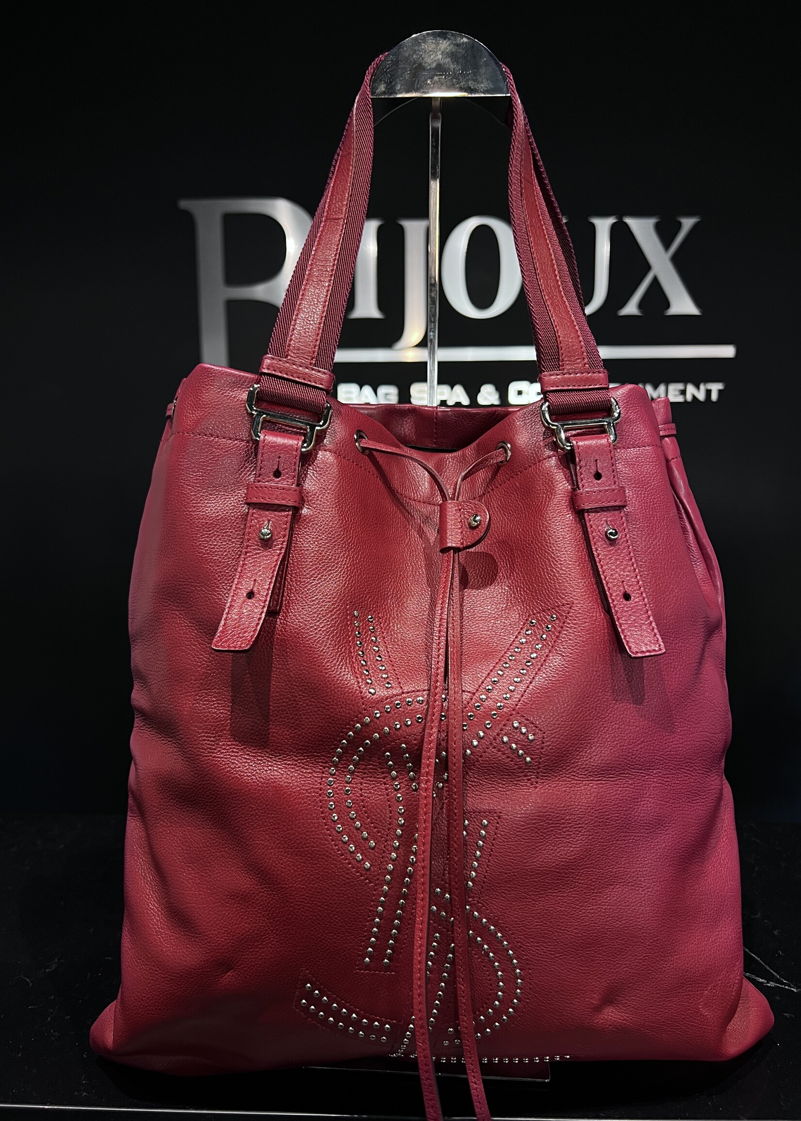 Saint Laurent SOLD- Saint Laurent  Studded Kahala Sac Red Tote