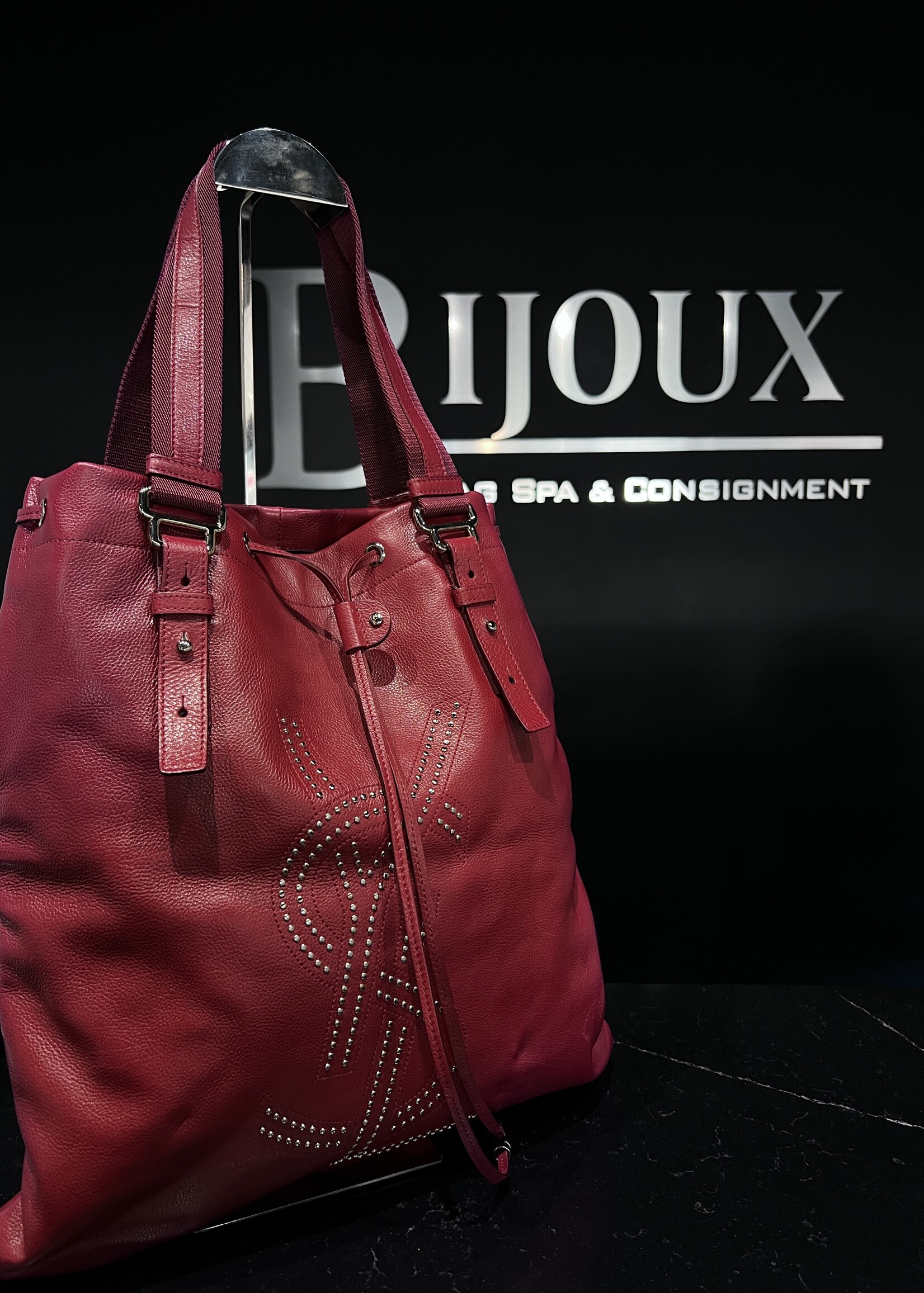 Saint Laurent SOLD- Saint Laurent  Studded Kahala Sac Red Tote