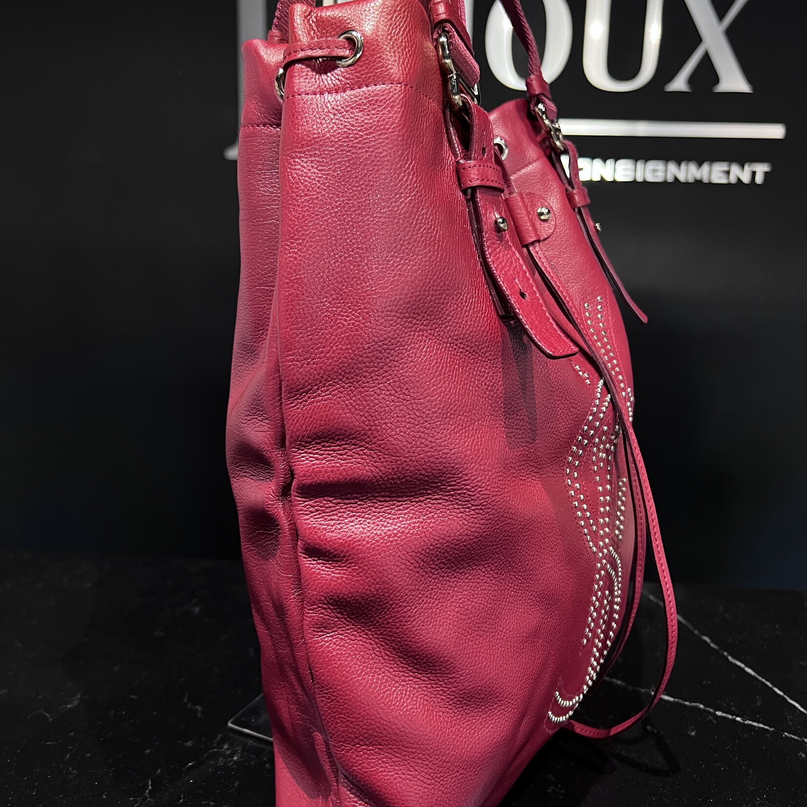 Saint Laurent SOLD- Saint Laurent  Studded Kahala Sac Red Tote