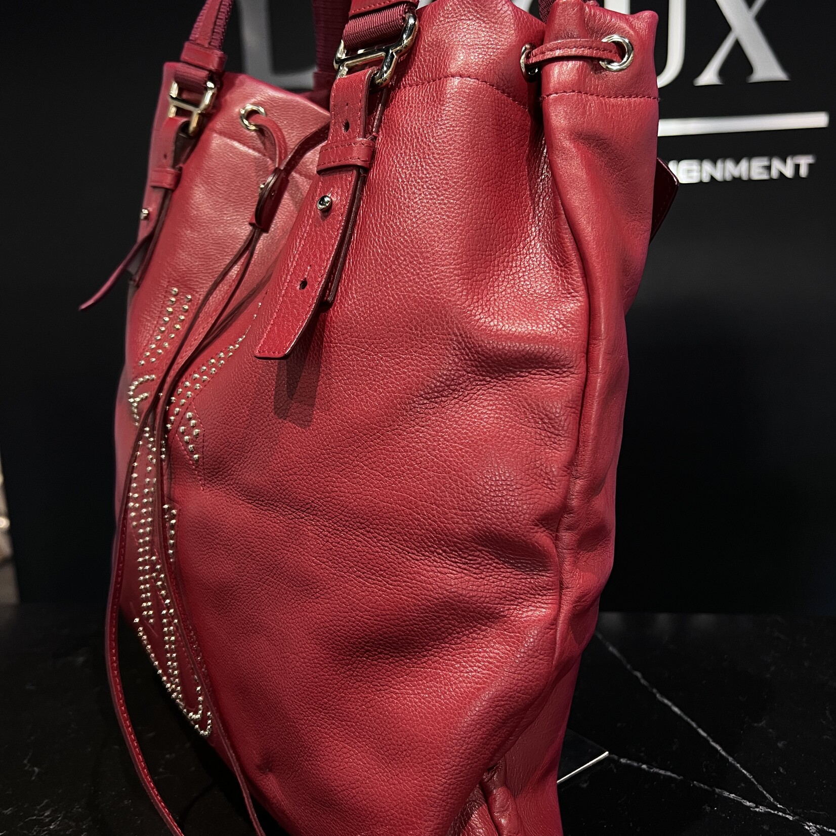 Saint Laurent SOLD- Saint Laurent  Studded Kahala Sac Red Tote