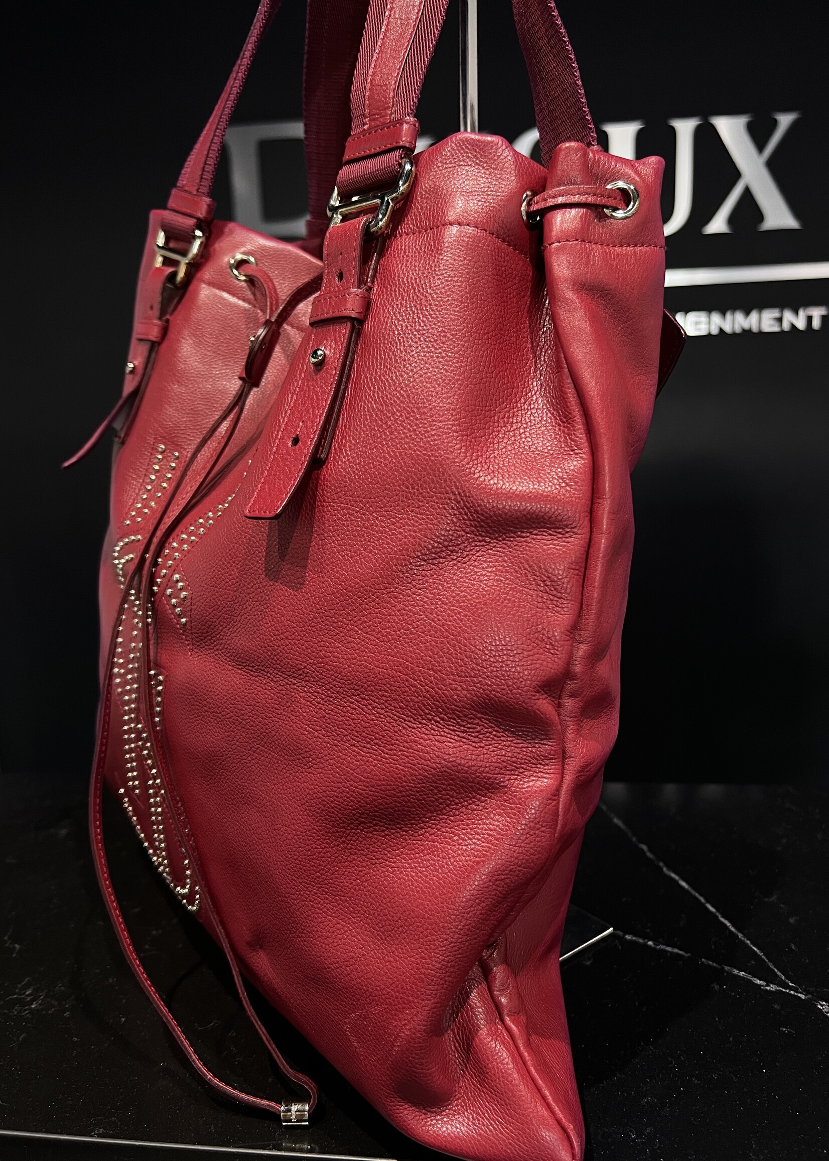Saint Laurent SOLD- Saint Laurent  Studded Kahala Sac Red Tote
