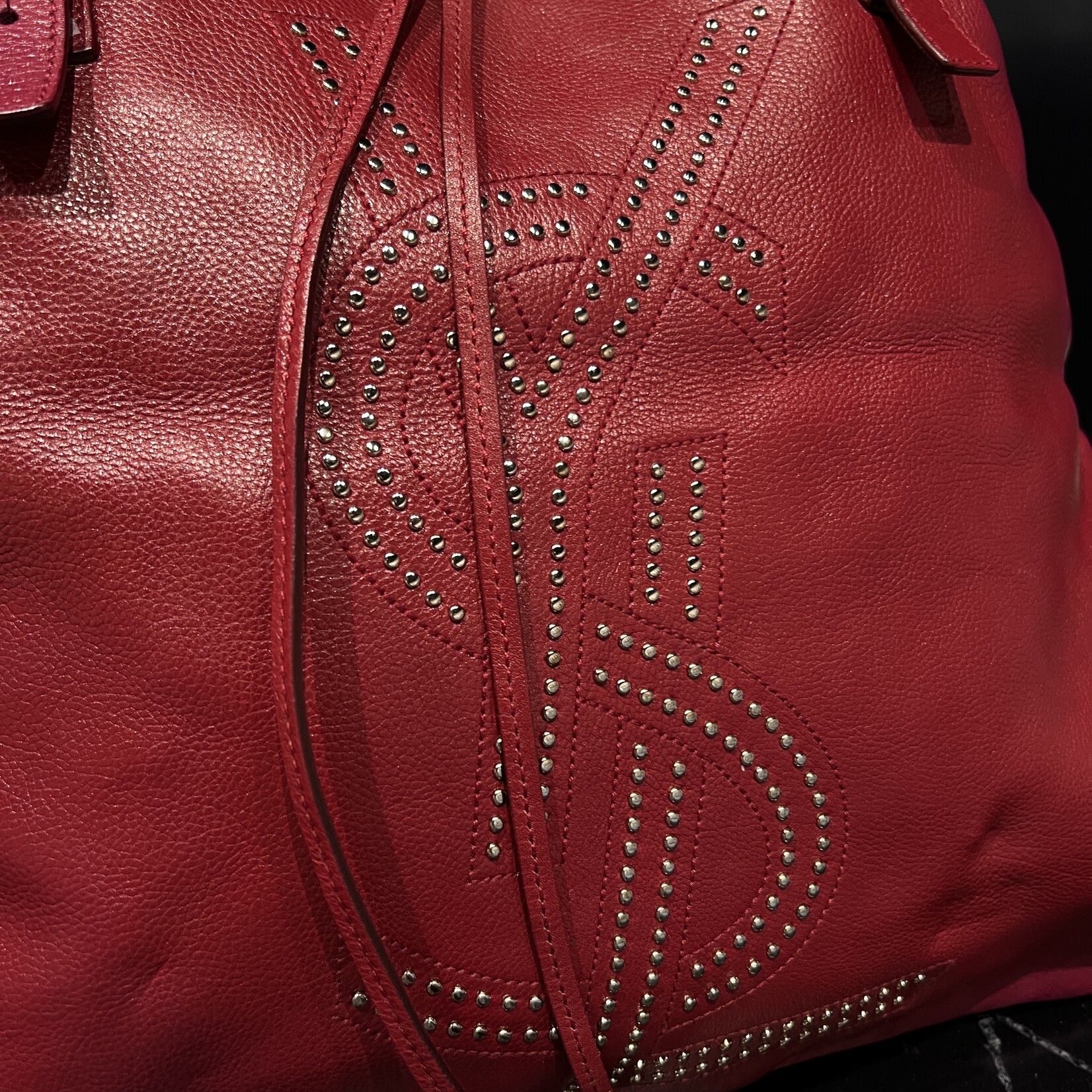 Saint Laurent SOLD- Saint Laurent  Studded Kahala Sac Red Tote