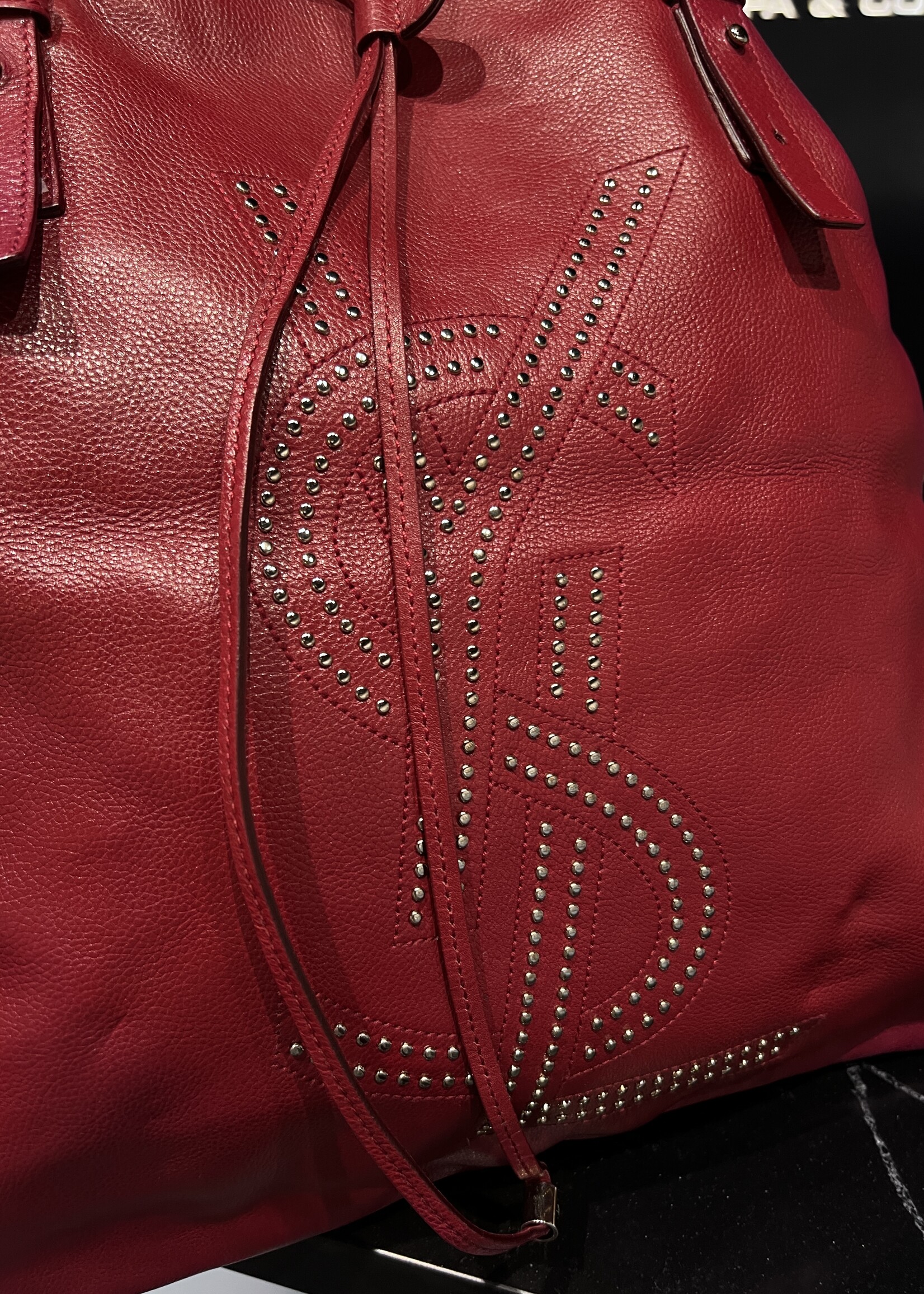 Saint Laurent SOLD- Saint Laurent  Studded Kahala Sac Red Tote
