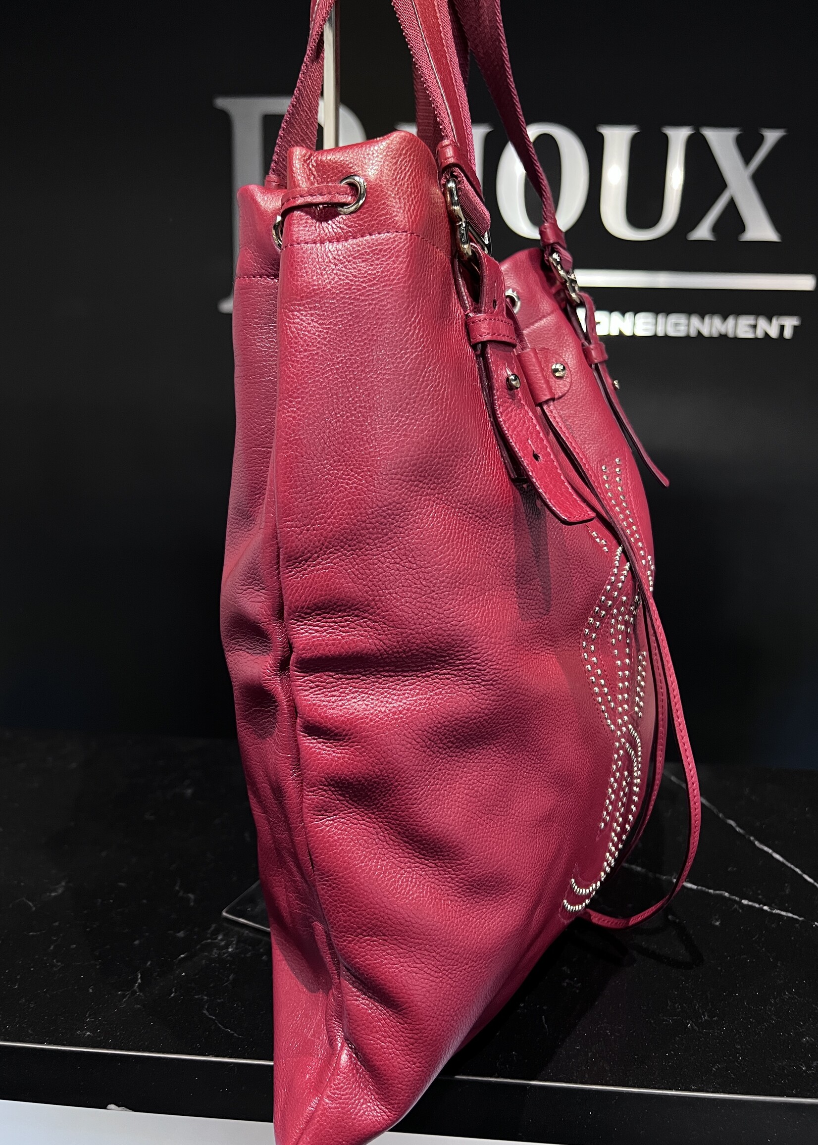 Saint Laurent SOLD- Saint Laurent  Studded Kahala Sac Red Tote