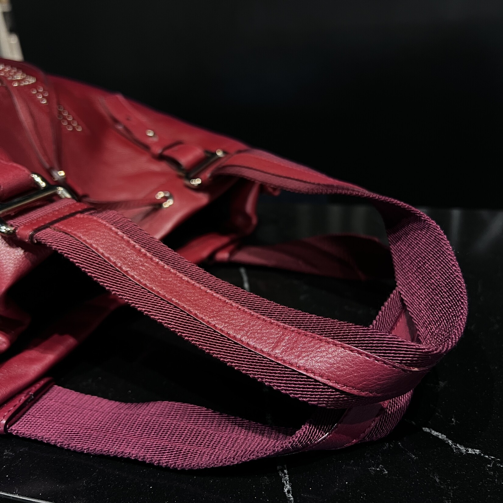 Saint Laurent SOLD- Saint Laurent  Studded Kahala Sac Red Tote