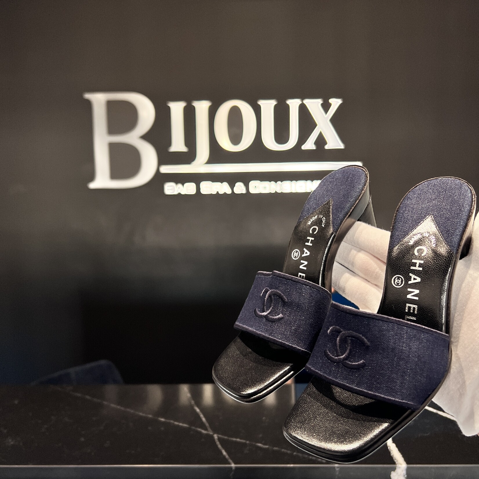 Chanel SOLD - Chanel Denim Mules 5.5