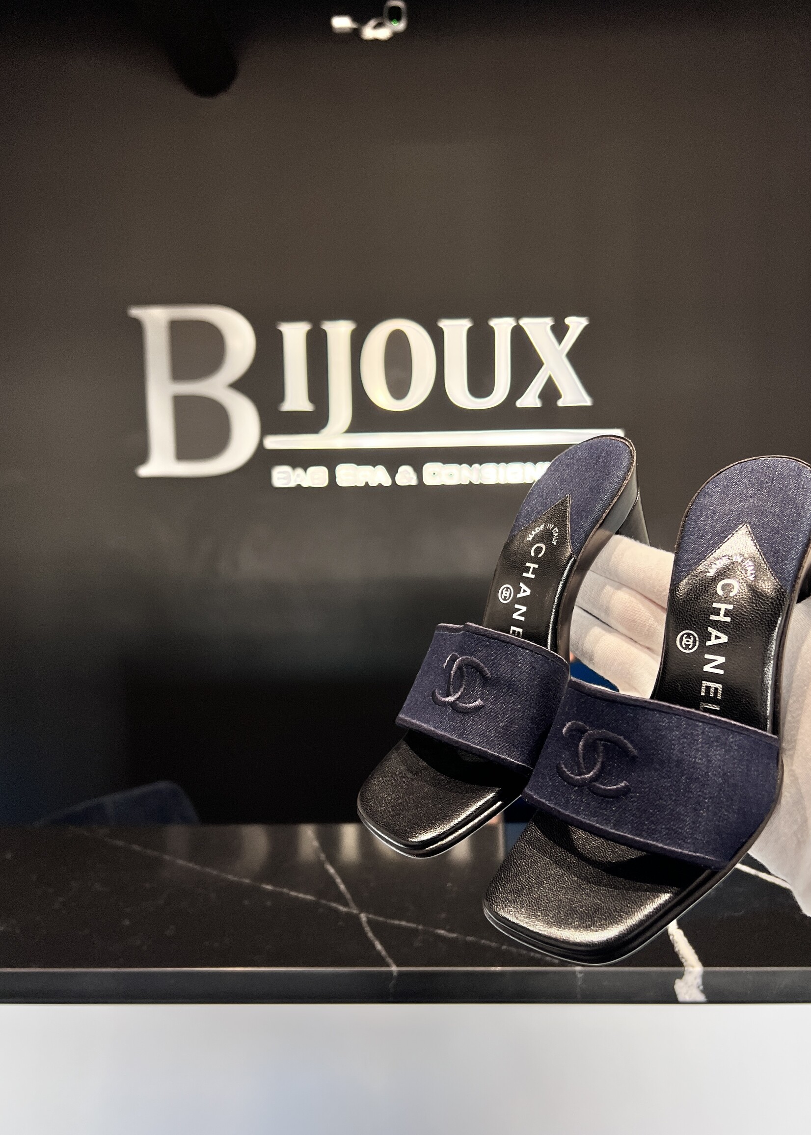 Chanel SOLD - Chanel Denim Mules 5.5