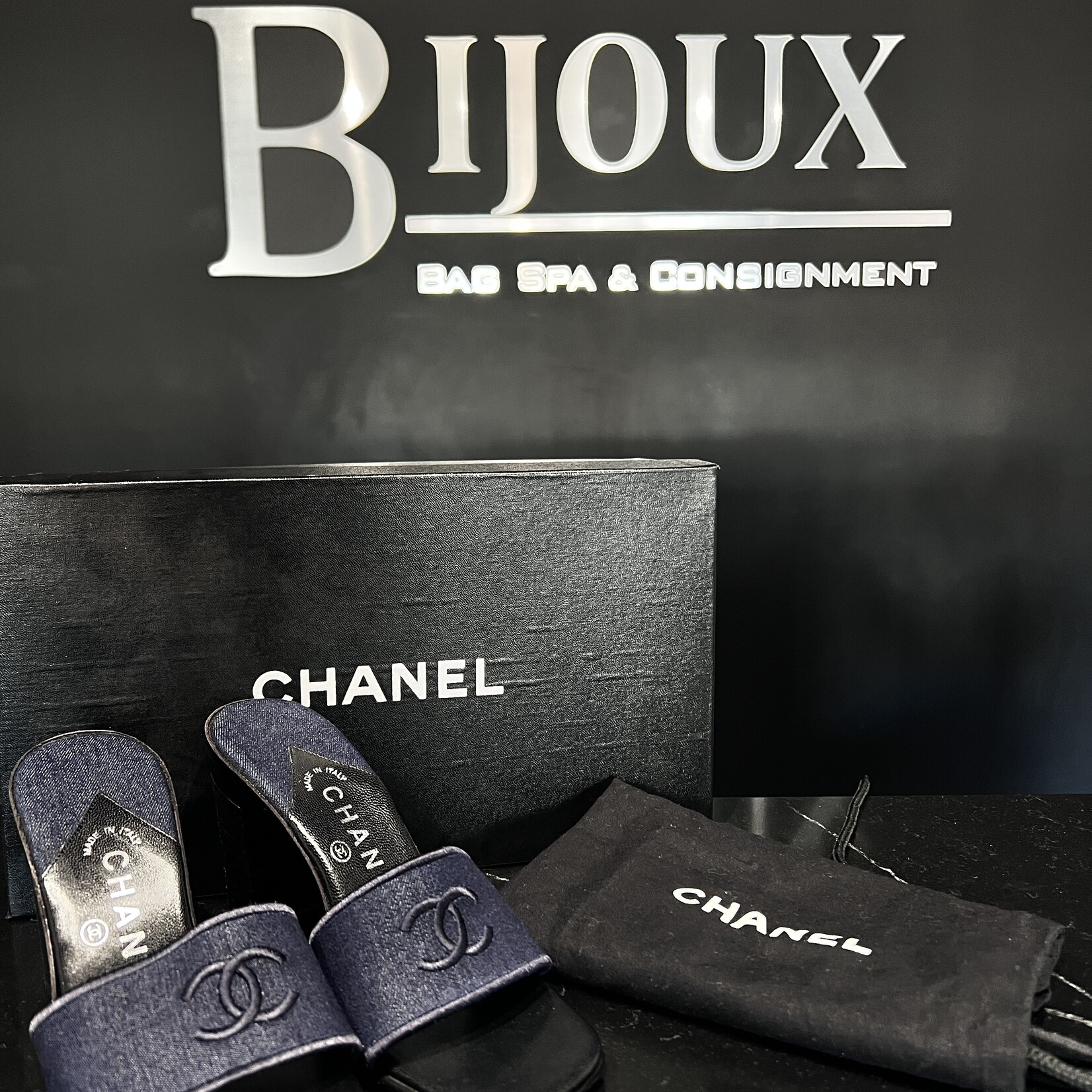Chanel SOLD - Chanel Denim Mules 5.5
