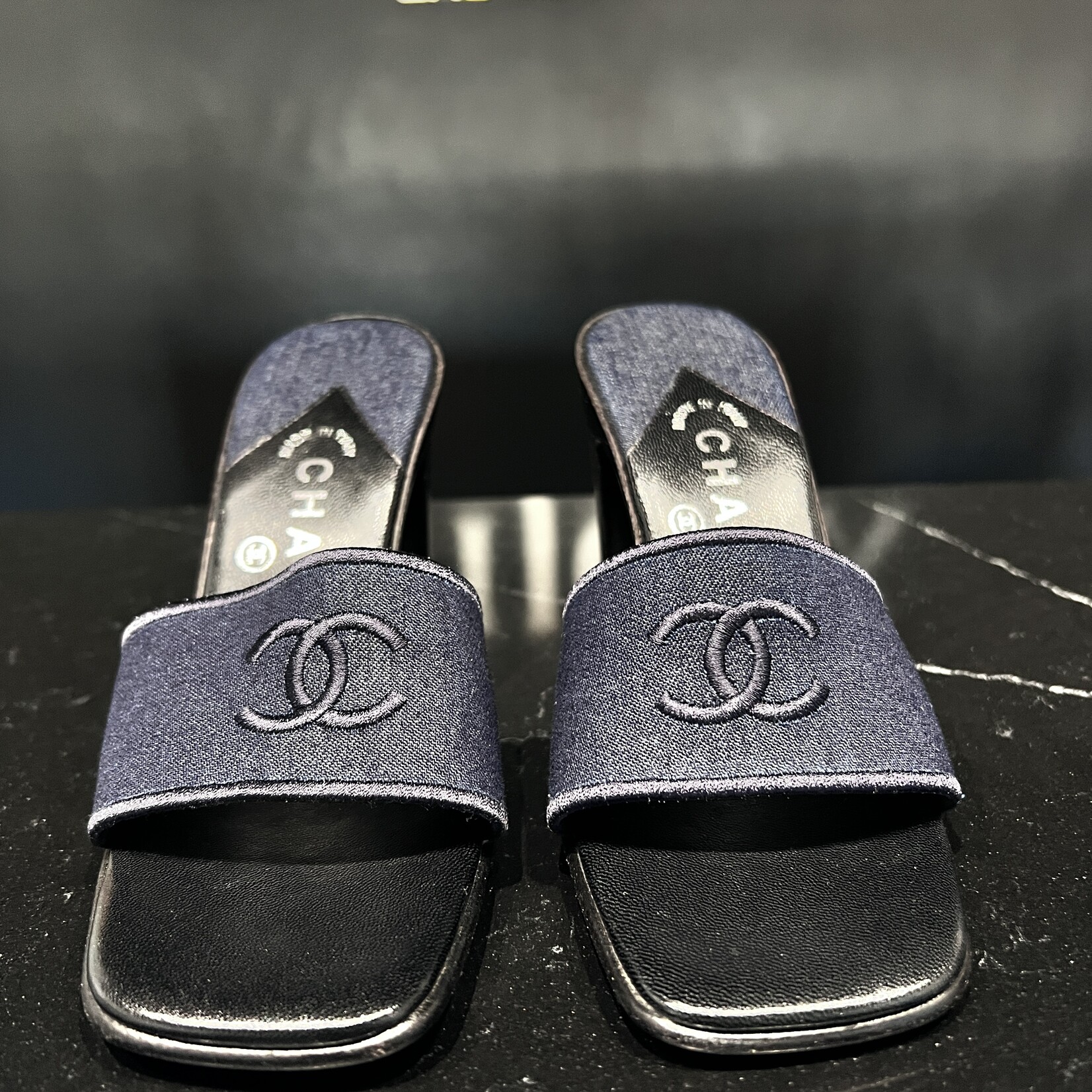 Chanel SOLD - Chanel Denim Mules 5.5