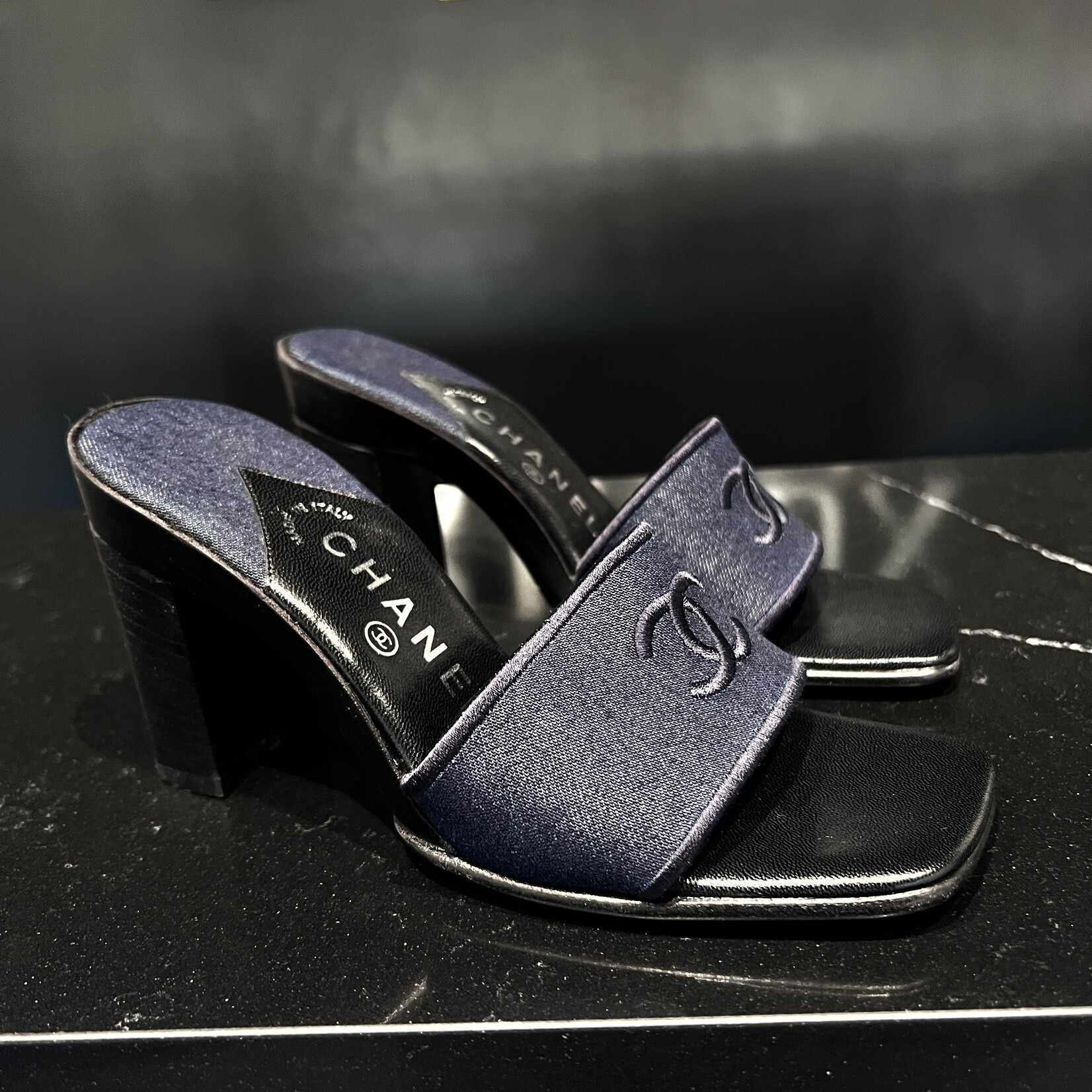Chanel SOLD - Chanel Denim Mules 5.5