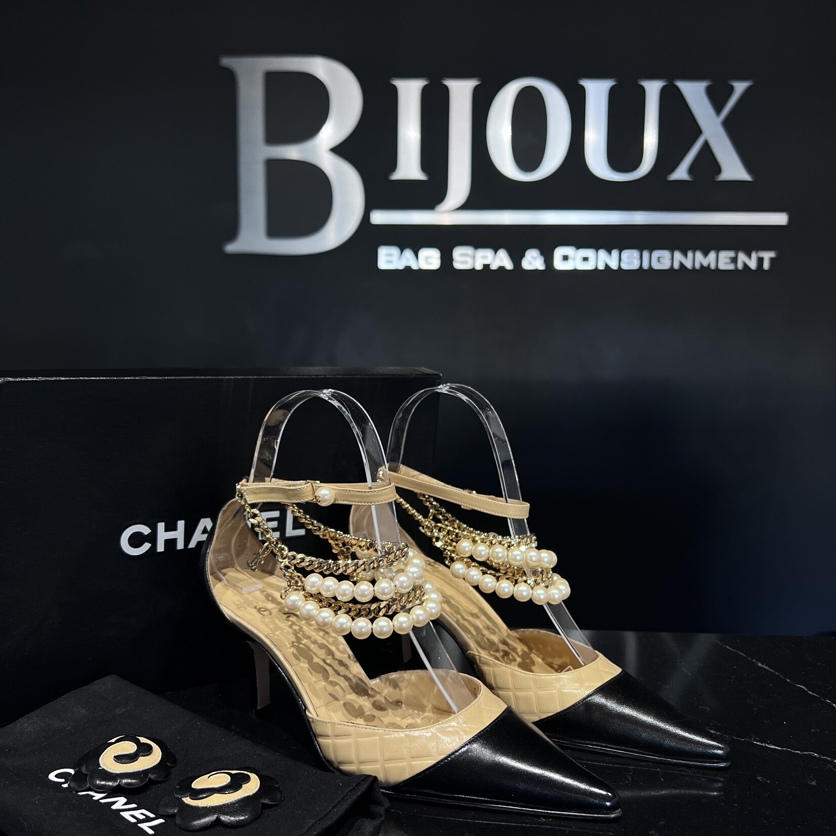 Chanel SOLD - Chanel Pearl Heels 35