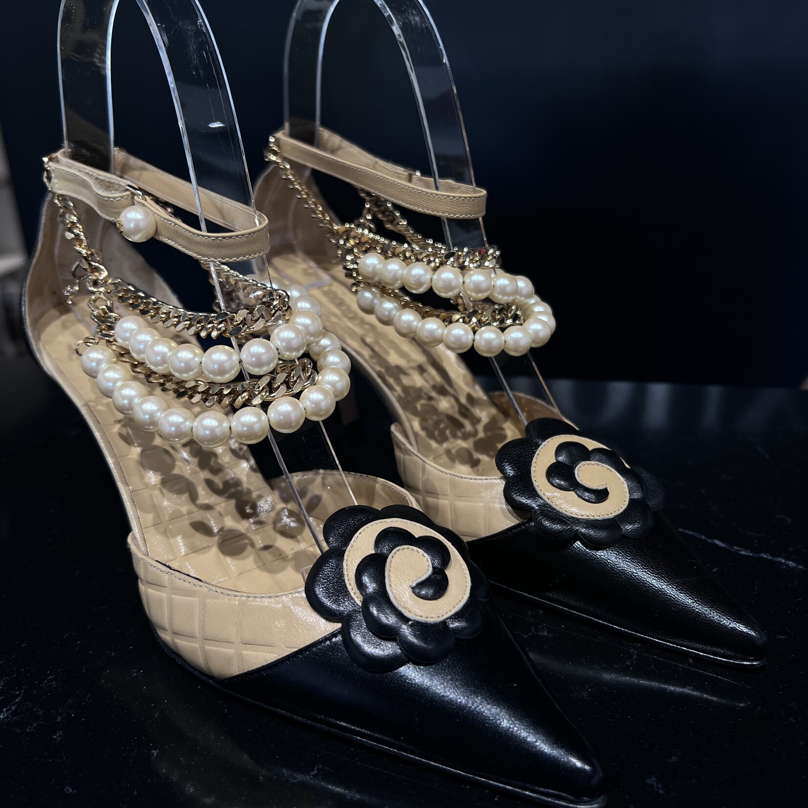 Chanel SOLD - Chanel Pearl Heels 35