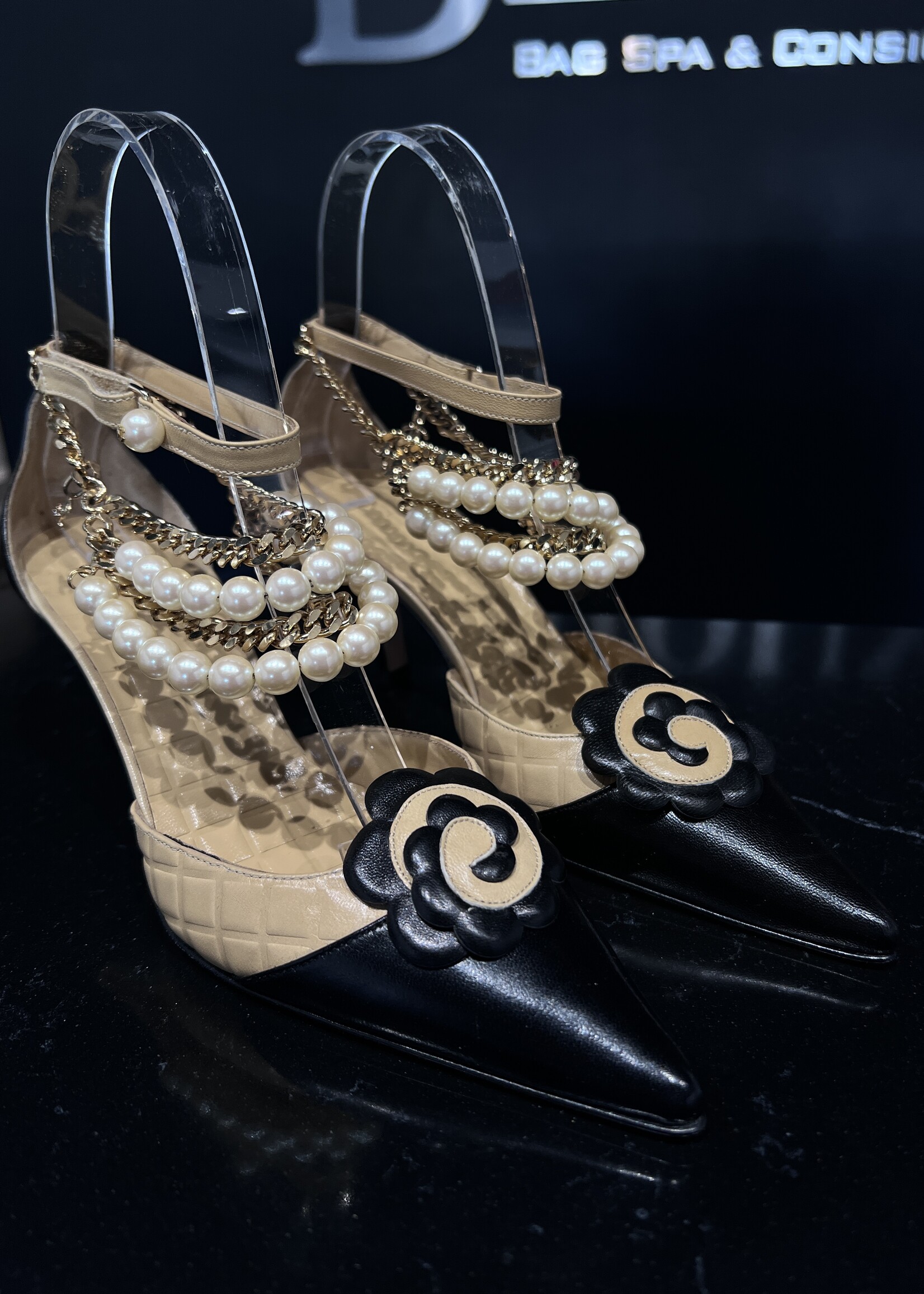 Chanel SOLD - Chanel Pearl Heels 35