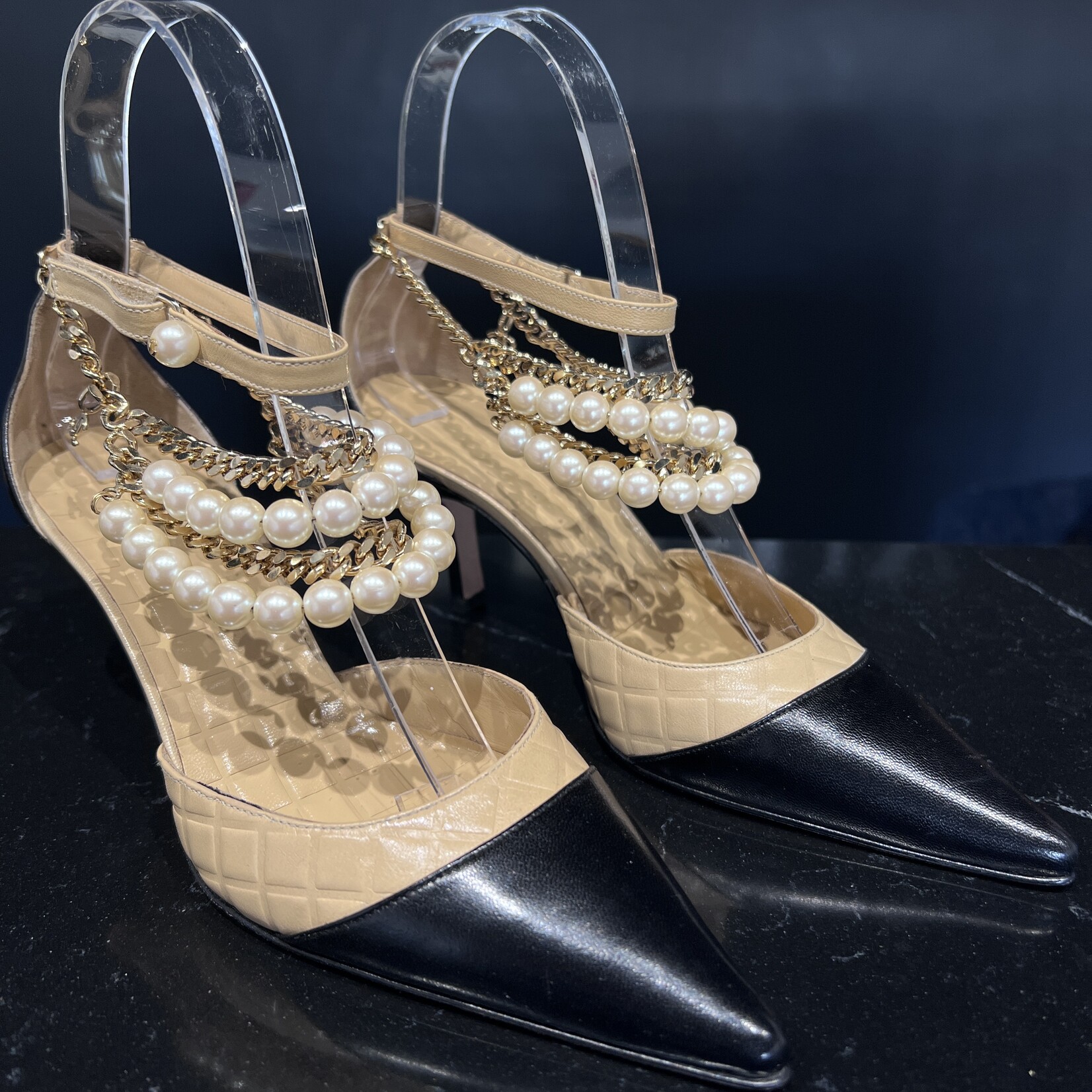 Chanel SOLD - Chanel Pearl Heels 35