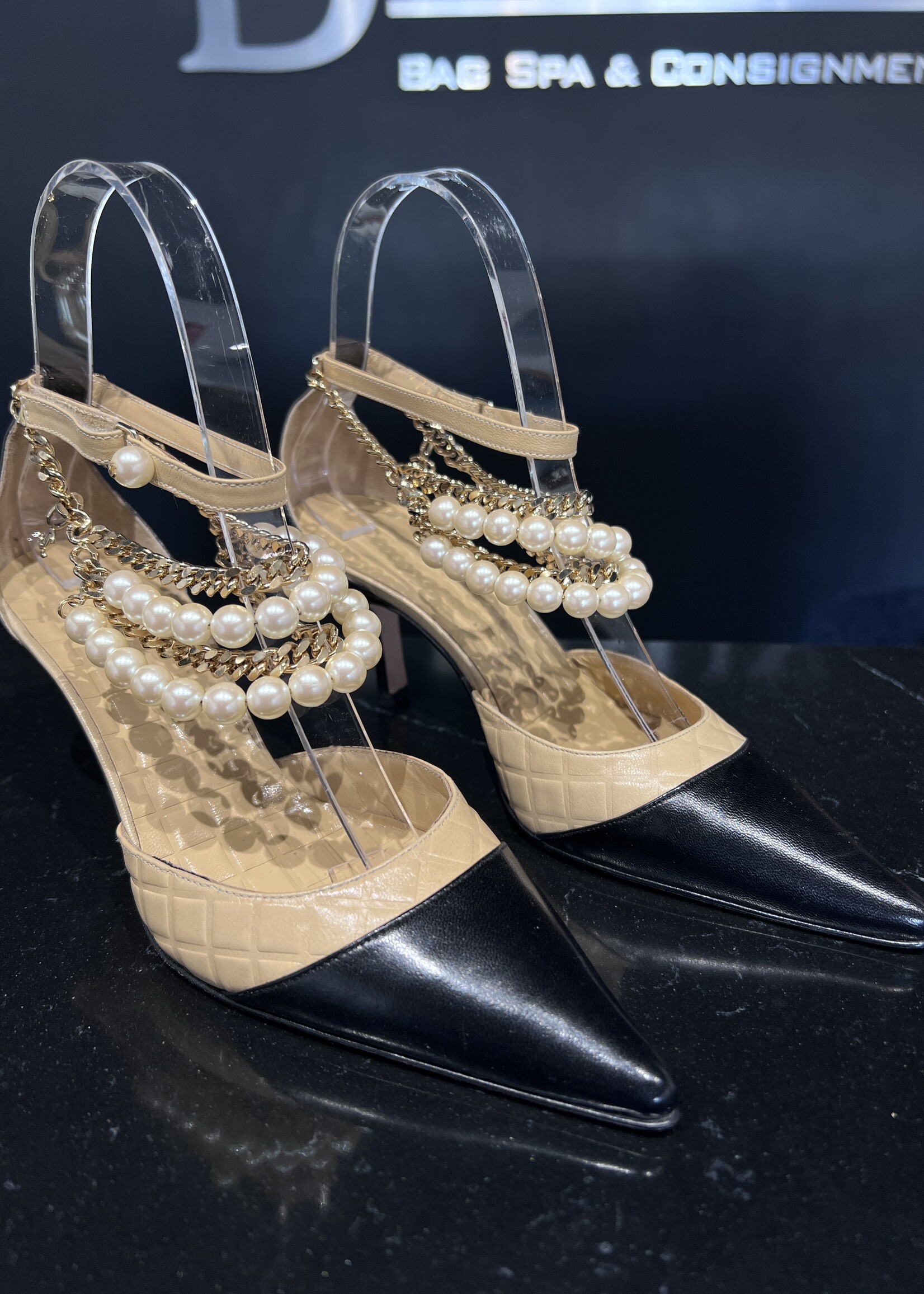 Chanel SOLD - Chanel Pearl Heels 35