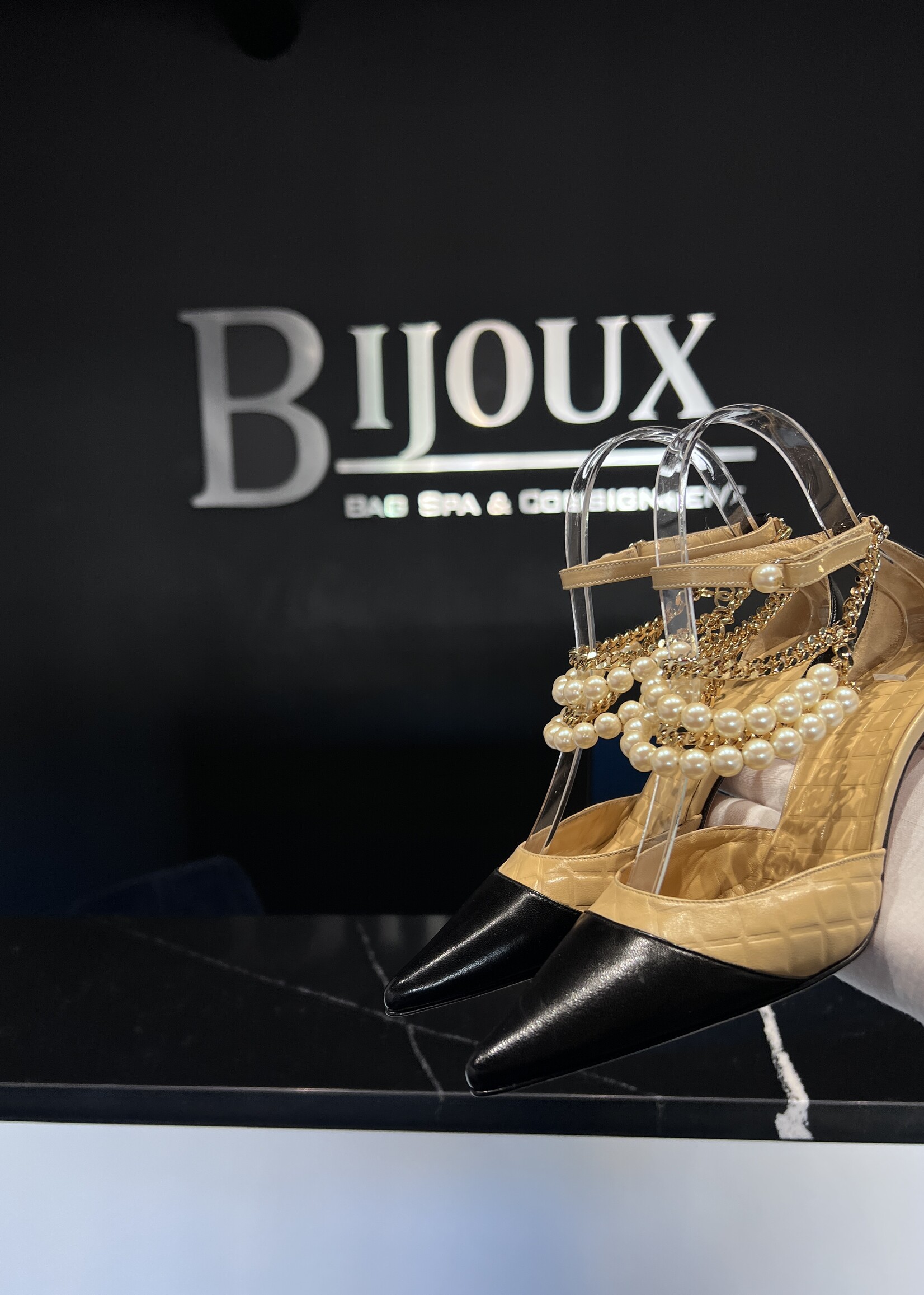 Chanel SOLD - Chanel Pearl Heels 35