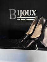 Chanel SOLD - Chanel Black Bow Mule Kitten Heels 35.5