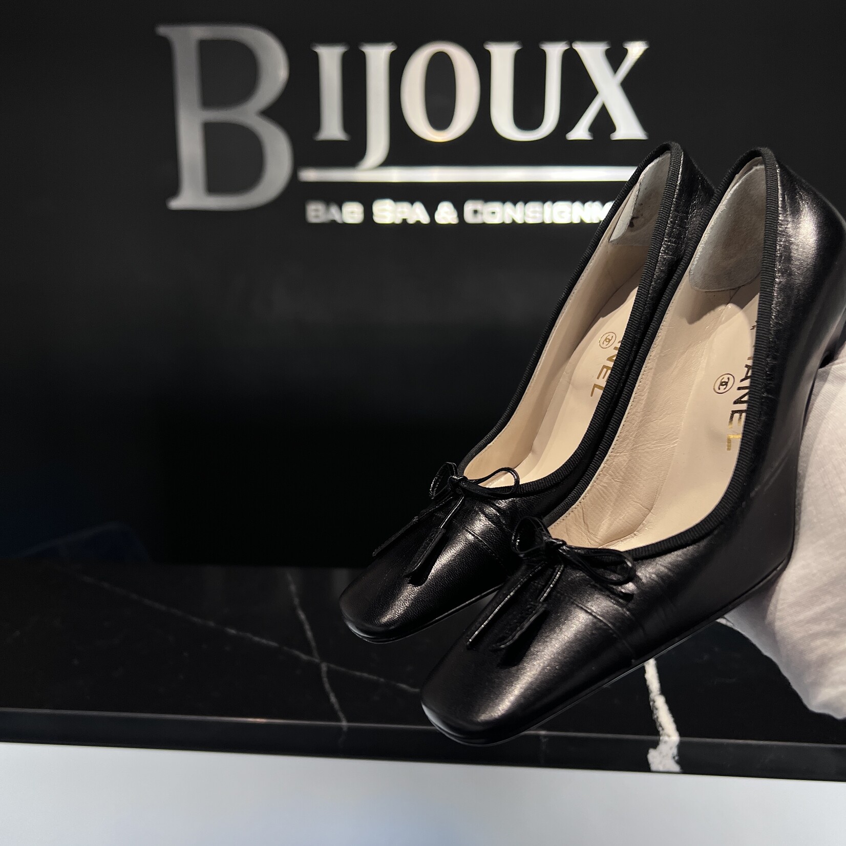 Chanel SOLD - Chanel Black Bow Pumps 35.5
