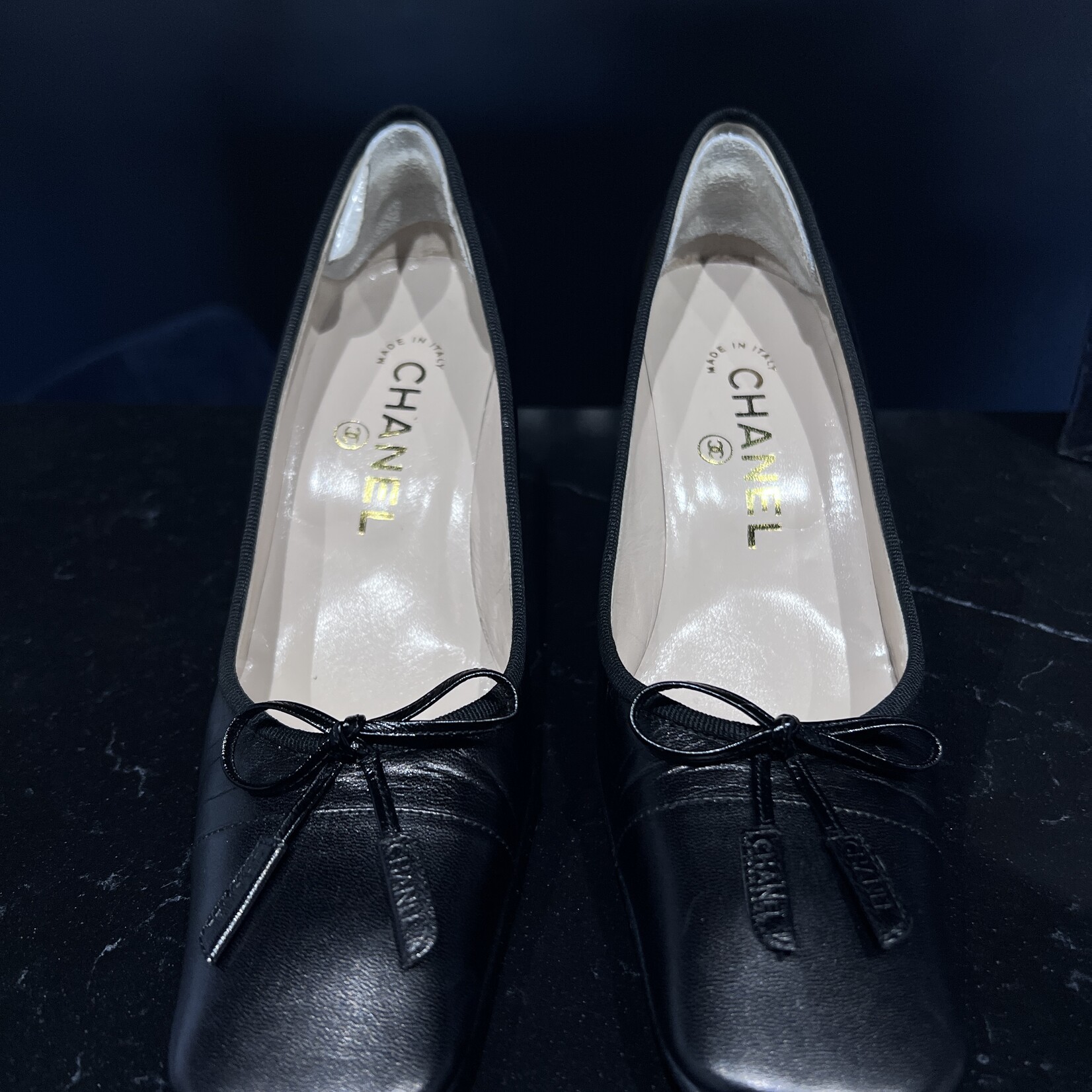 Chanel SOLD - Chanel Black Bow Pumps 35.5