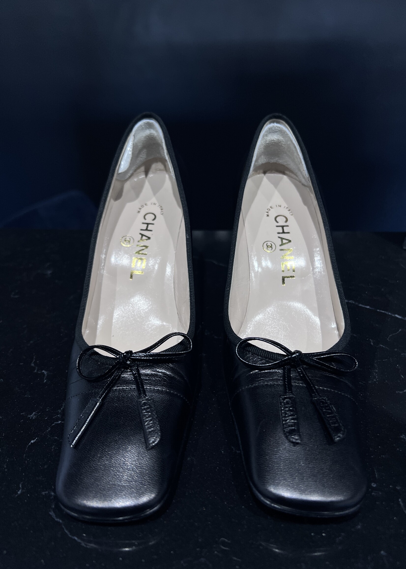 Chanel SOLD - Chanel Black Bow Pumps 35.5