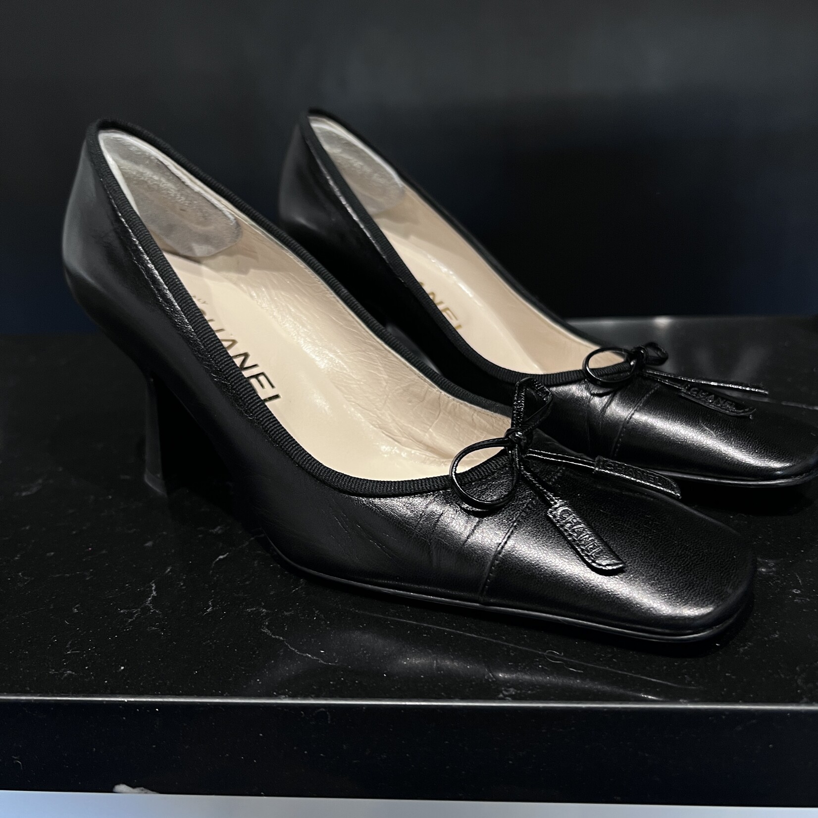 Chanel SOLD - Chanel Black Bow Pumps 35.5