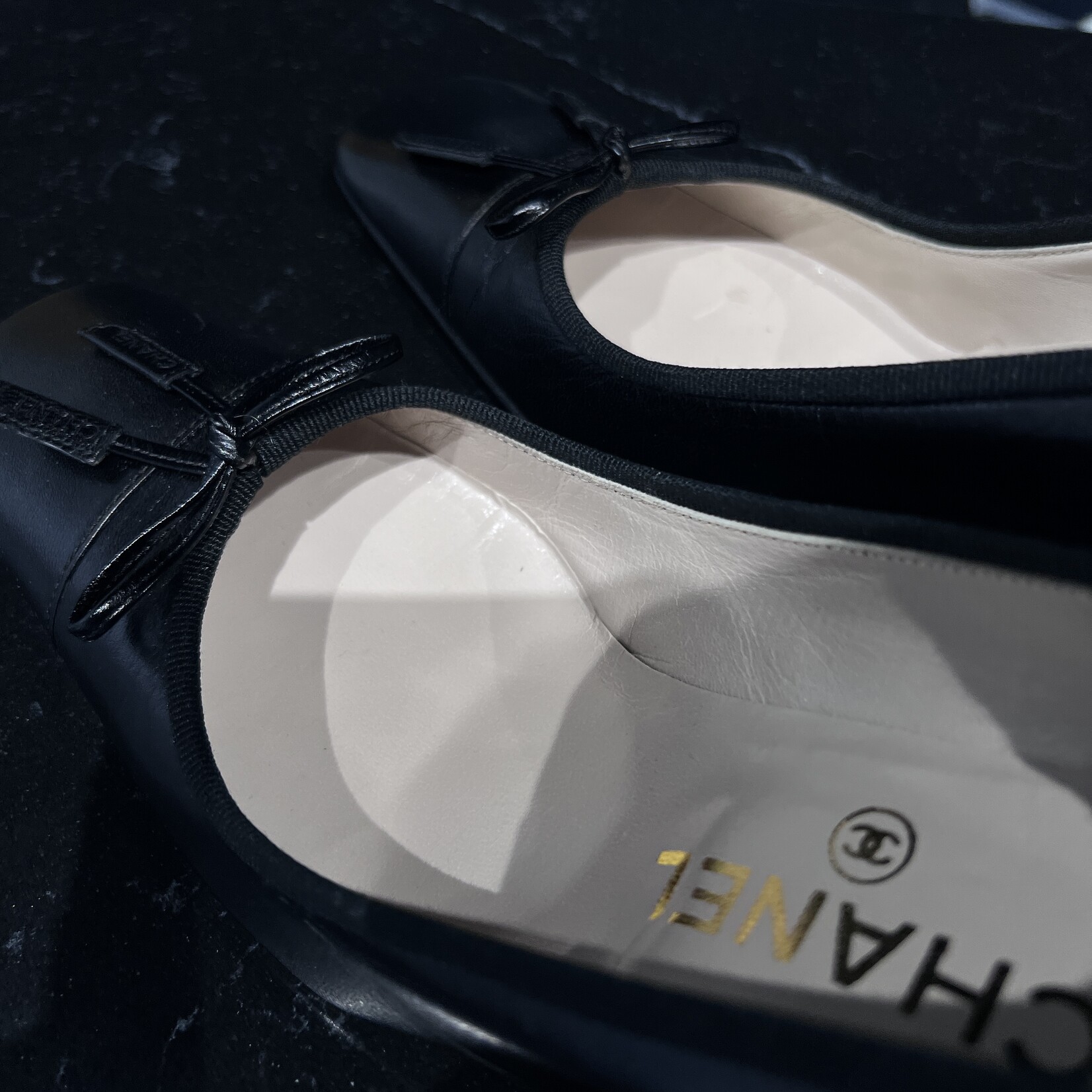 Chanel SOLD - Chanel Black Bow Pumps 35.5