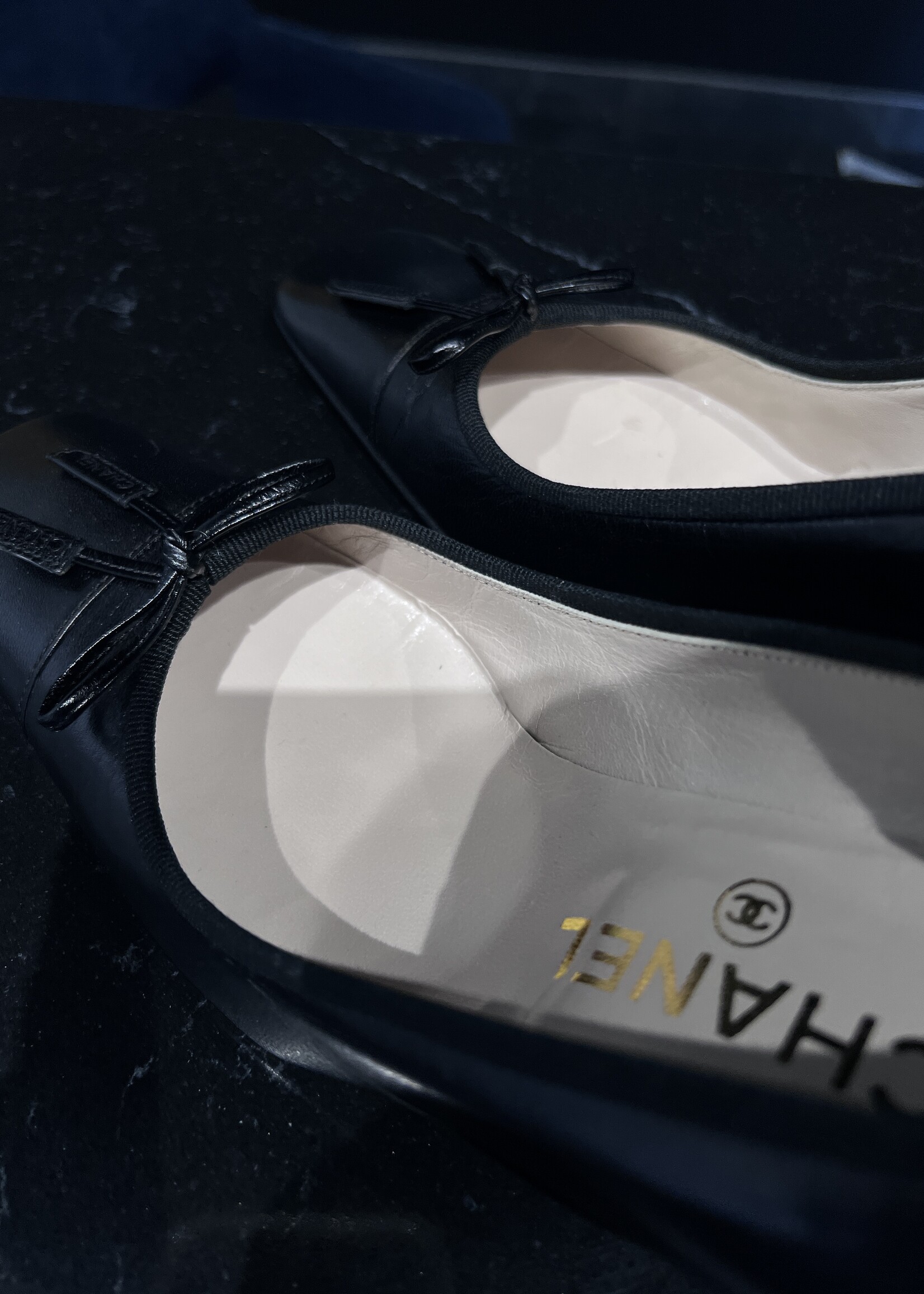Chanel SOLD - Chanel Black Bow Pumps 35.5
