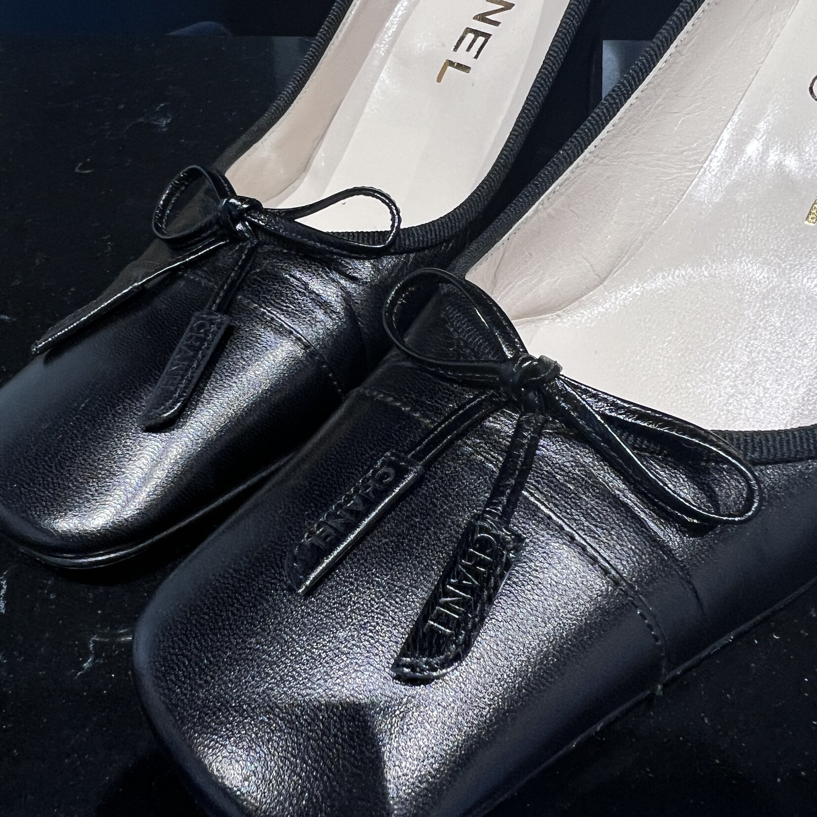 Chanel SOLD - Chanel Black Bow Pumps 35.5