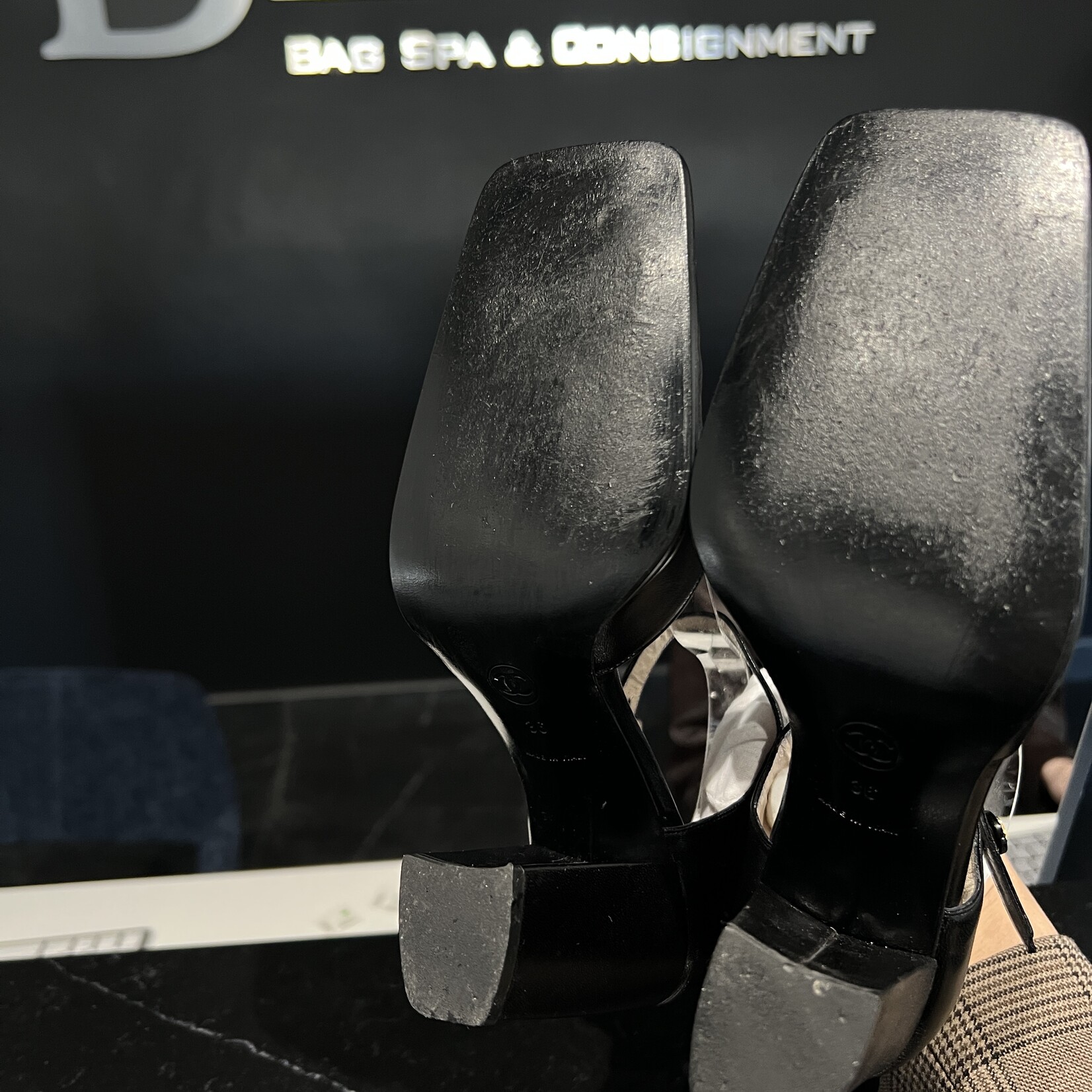 Chanel SOLD - Chanel Black Ankle Strap Pumps 36