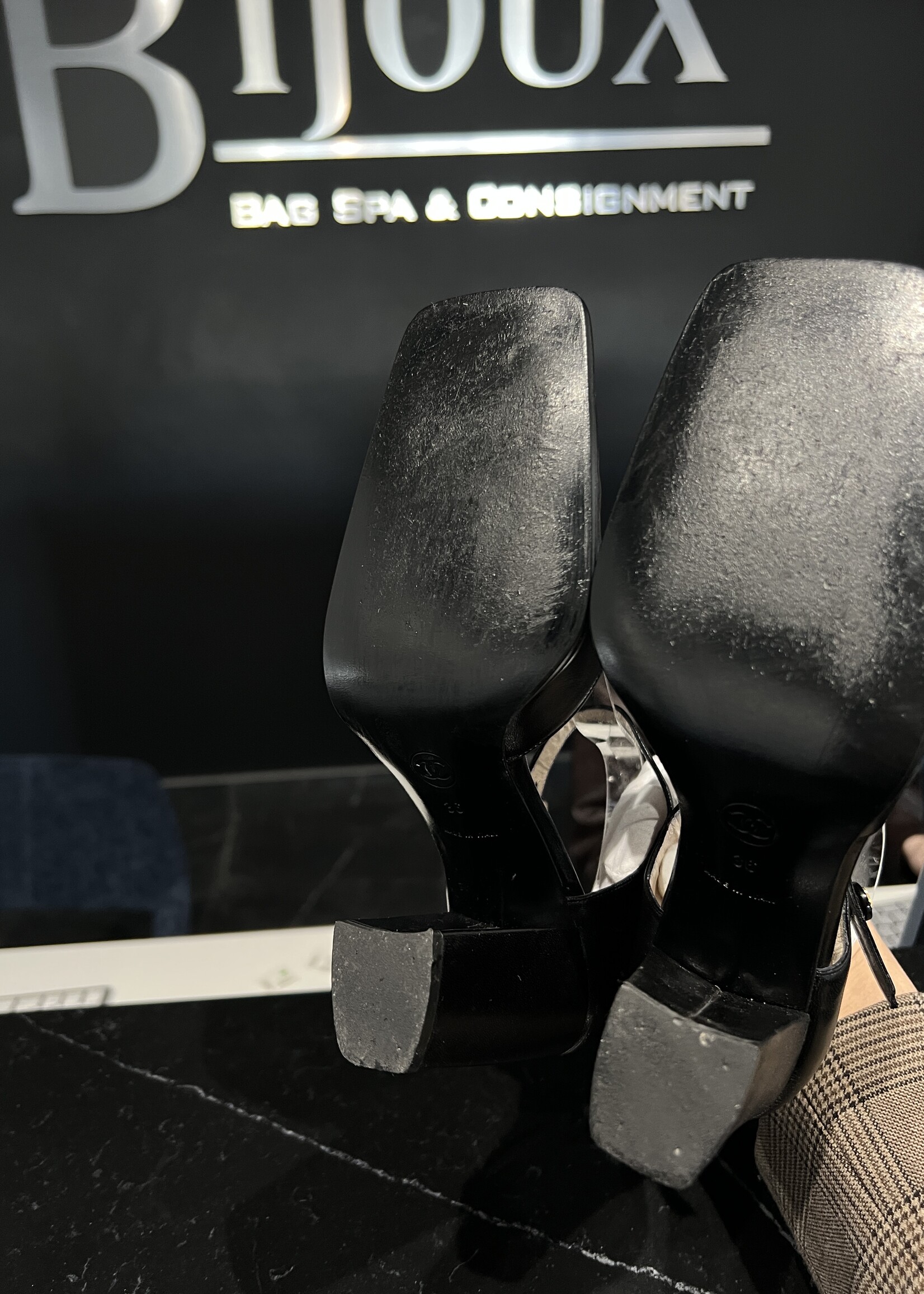 Chanel SOLD - Chanel Black Ankle Strap Pumps 36