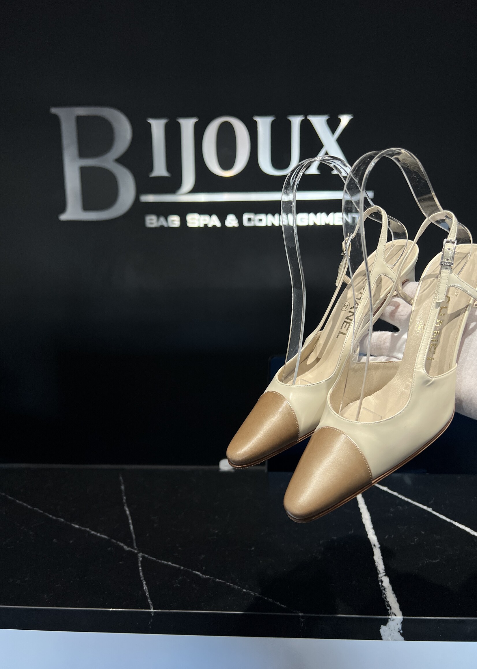 Chanel SOLD - Chanel Slingback Brown 36