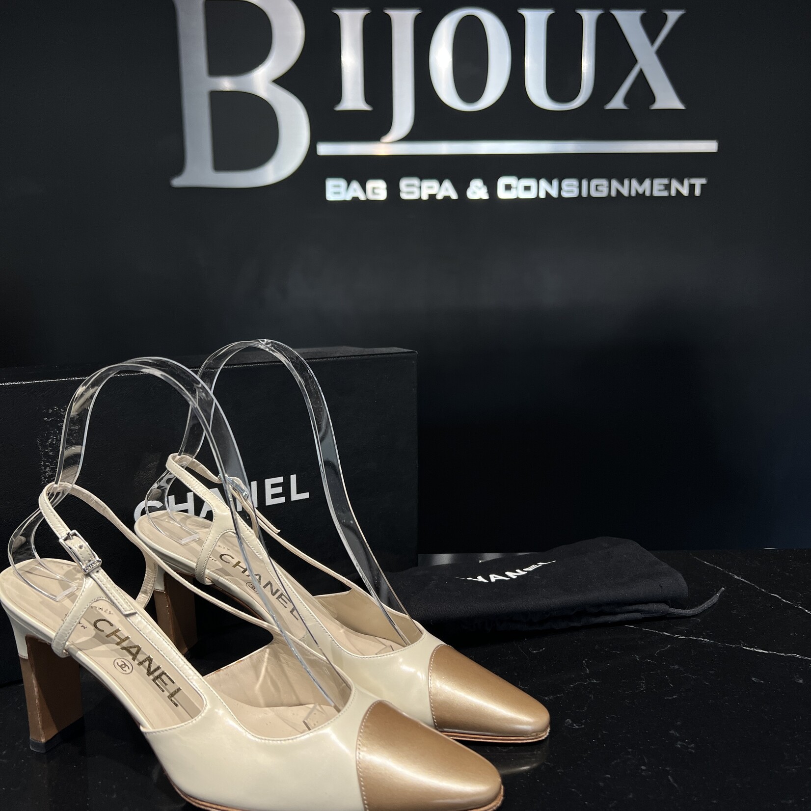 Chanel SOLD - Chanel Slingback Brown 36