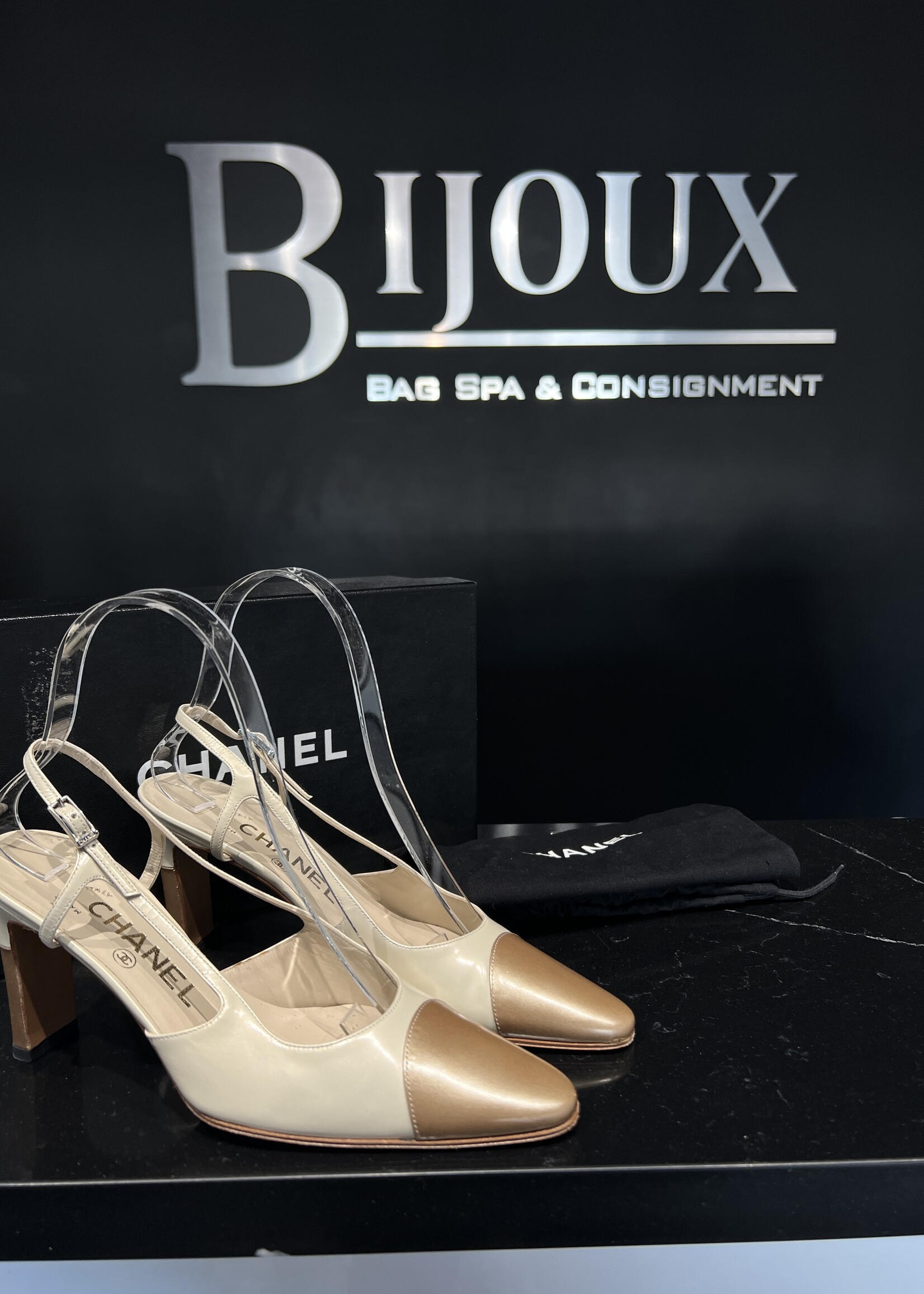 Chanel SOLD - Chanel Slingback Brown 36