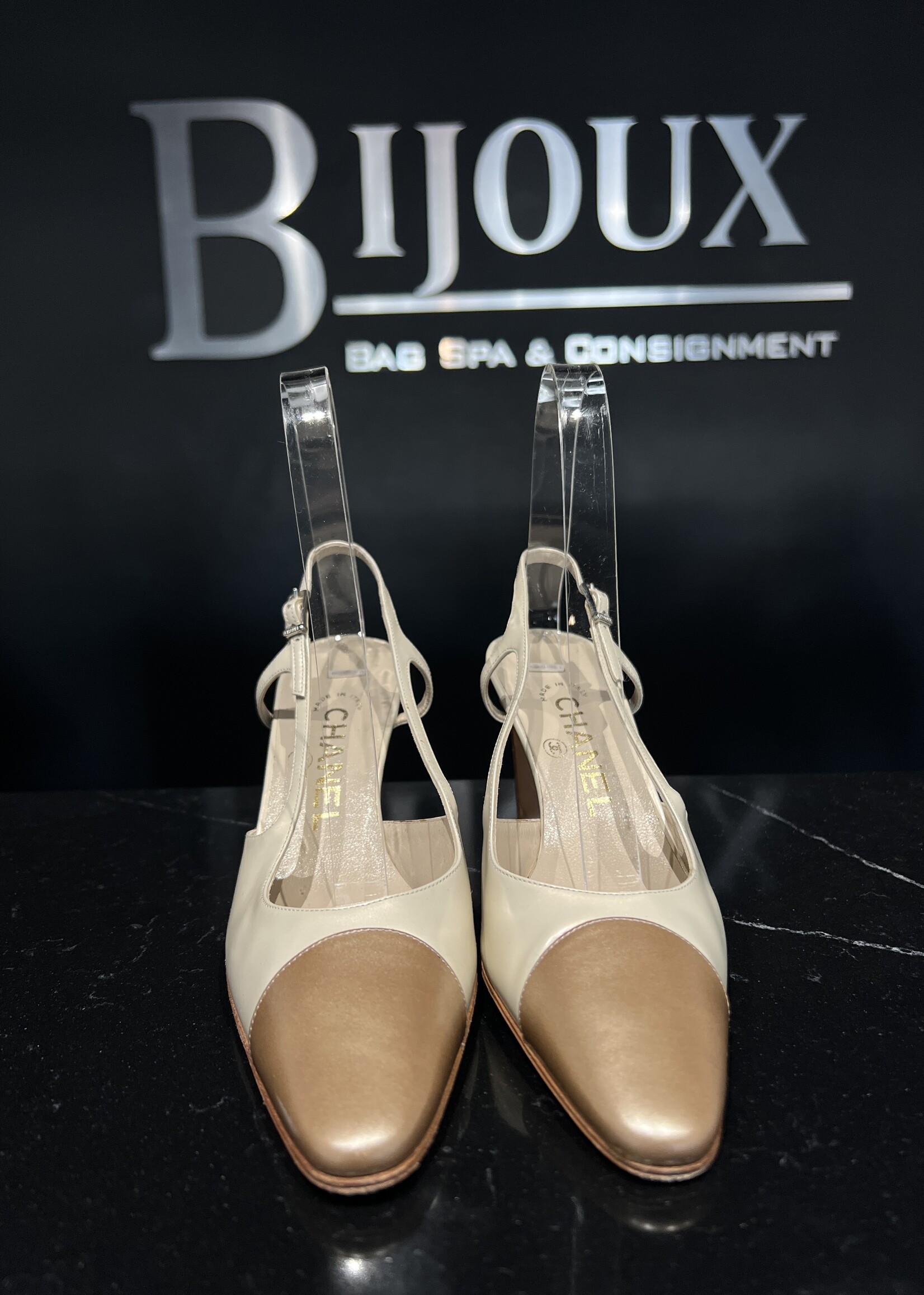 Chanel SOLD - Chanel Slingback Brown 36