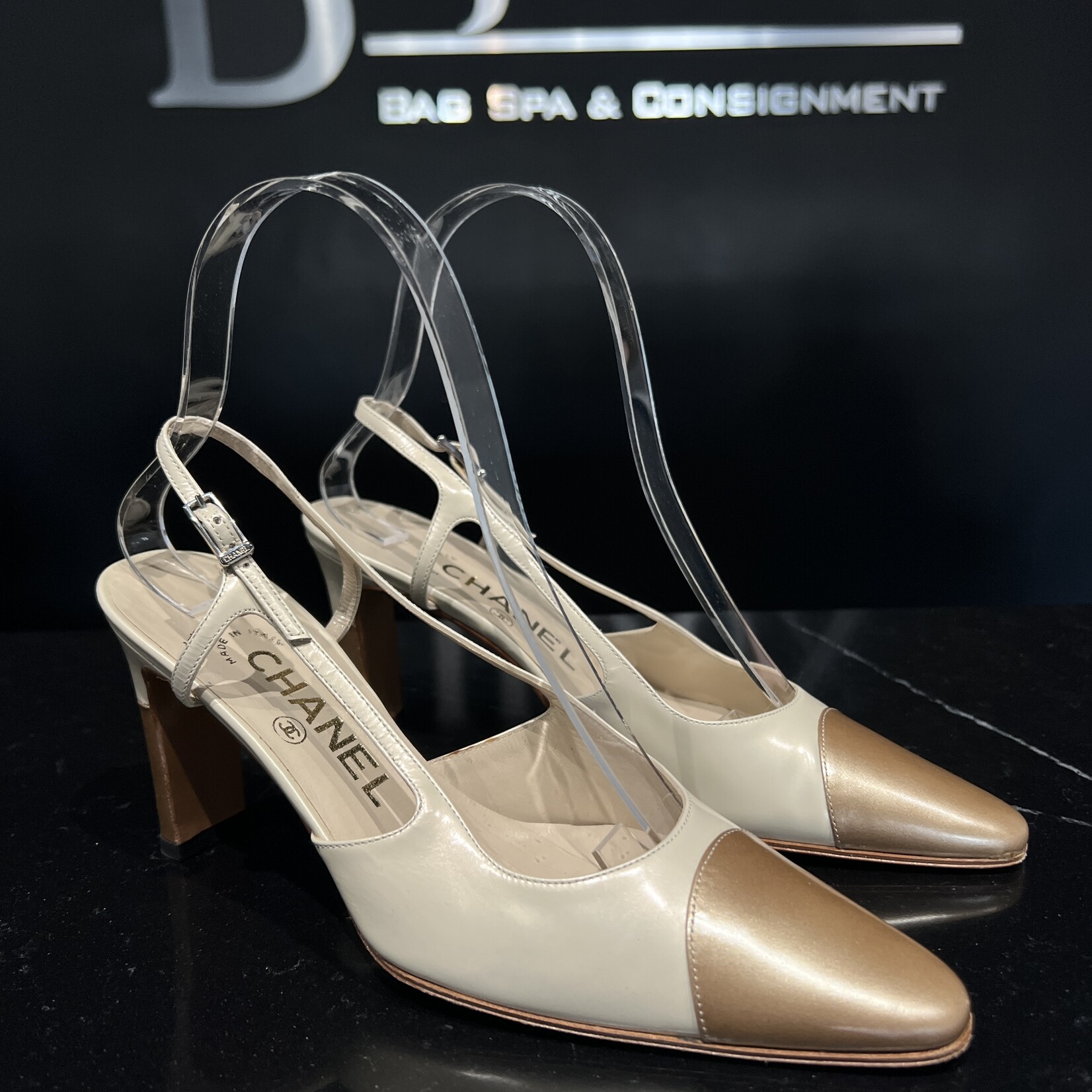 Chanel SOLD - Chanel Slingback Brown 36