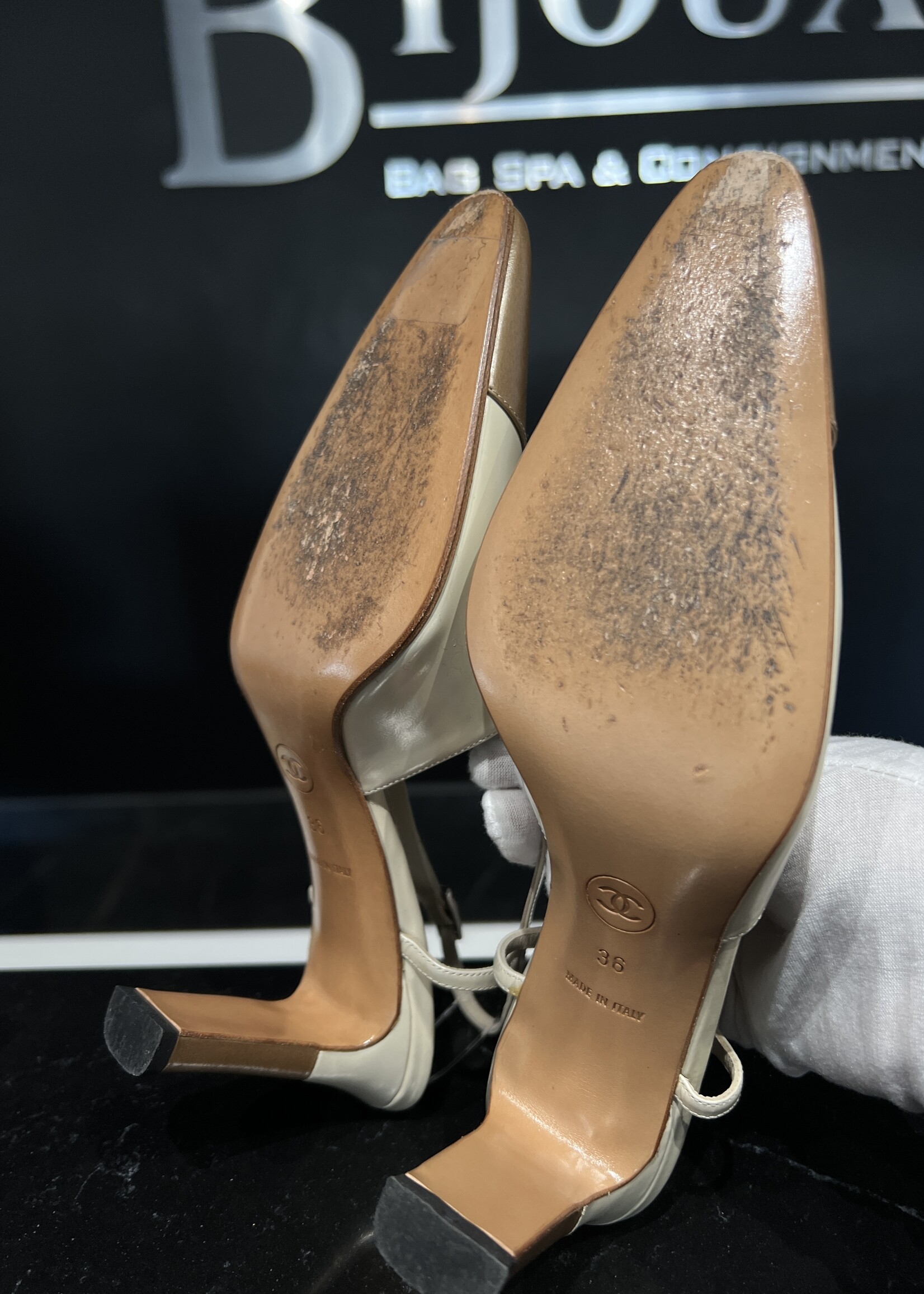 Chanel SOLD - Chanel Slingback Brown 36