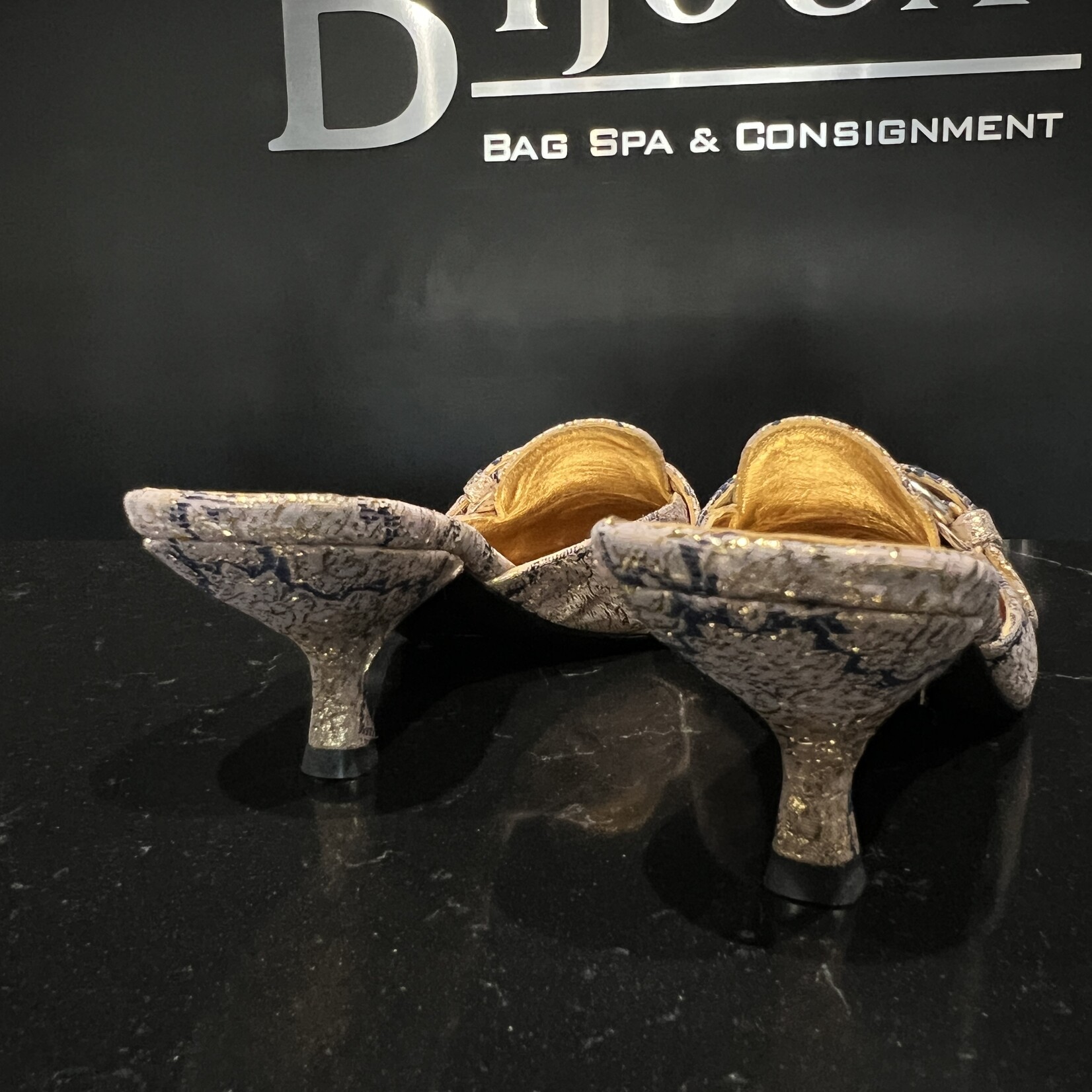 Prada Prada Gold Brocade Mule 35