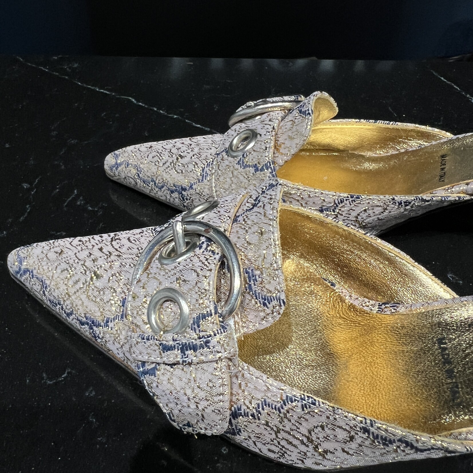 Prada Prada Gold Brocade Mule 35