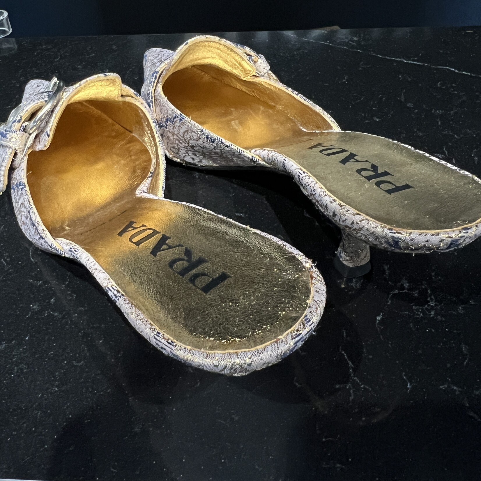 Prada Prada Gold Brocade Mule 35