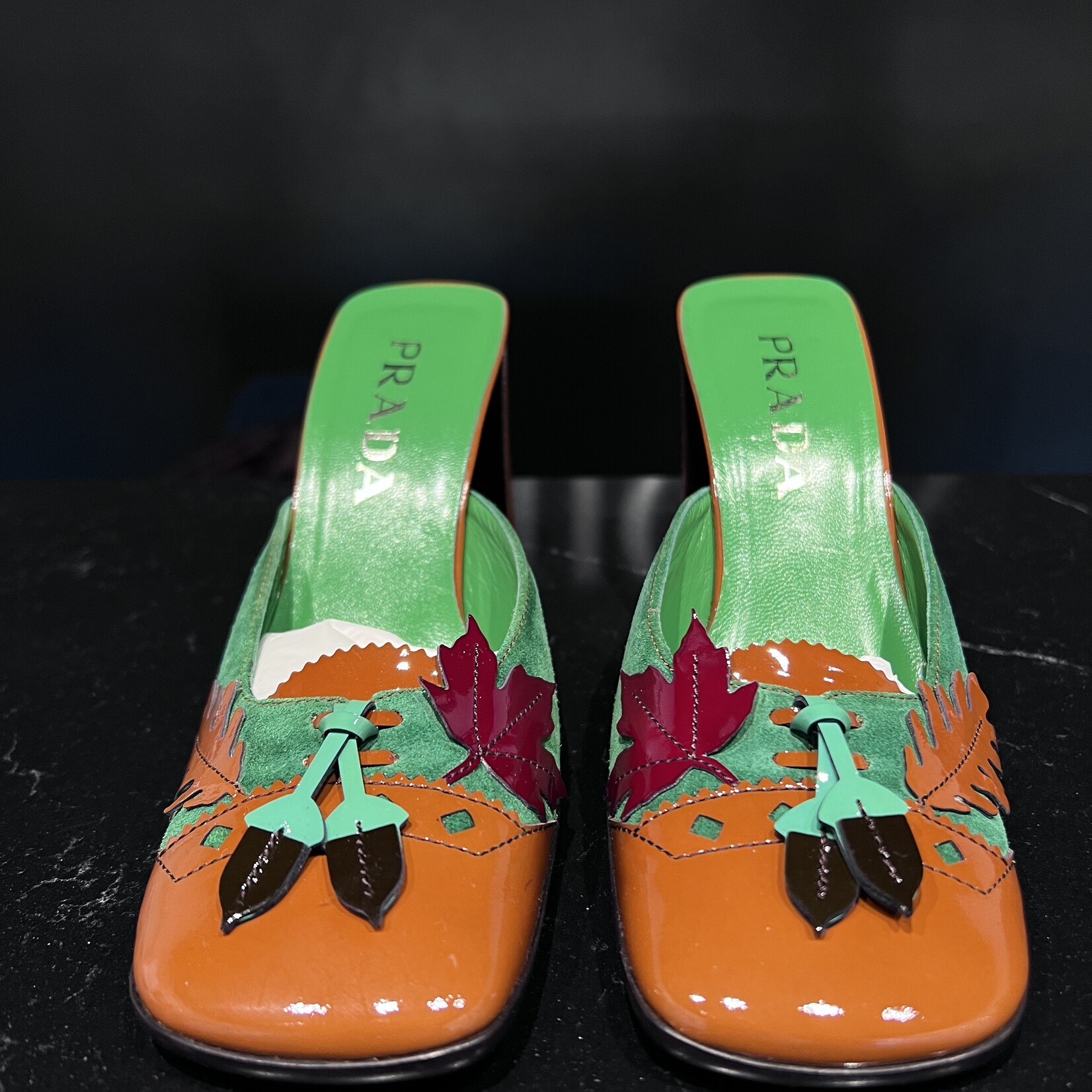 Prada Prada Orange Leaf Kitten Heels 35.5