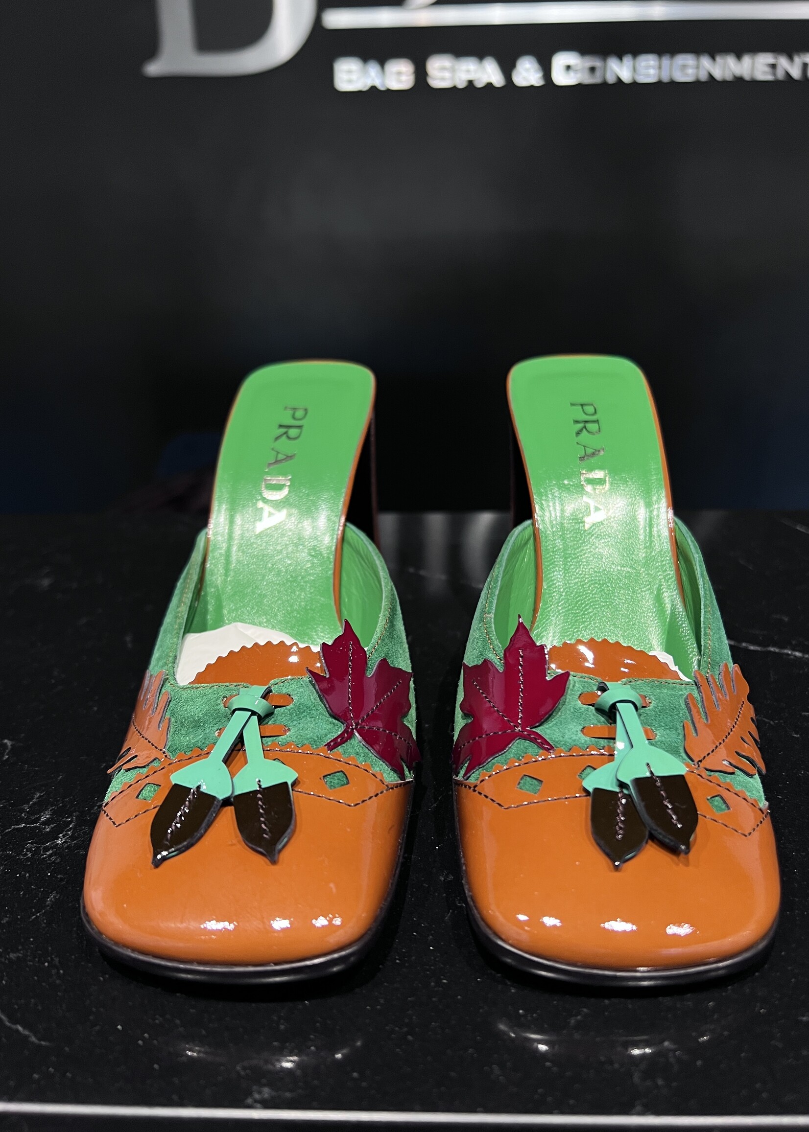 Prada Prada Orange Leaf Kitten Heels 35.5