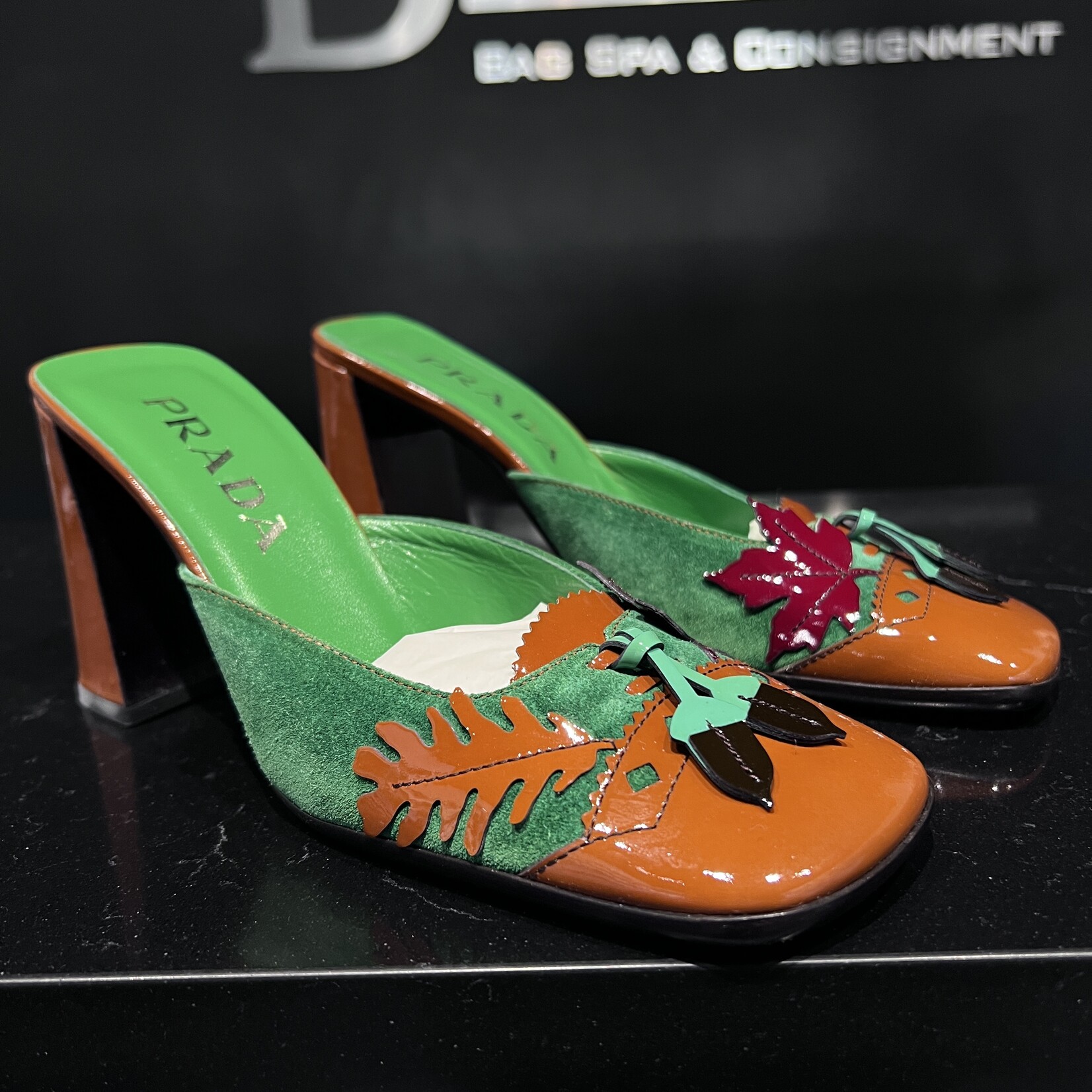 Prada Prada Orange Leaf Kitten Heels 35.5