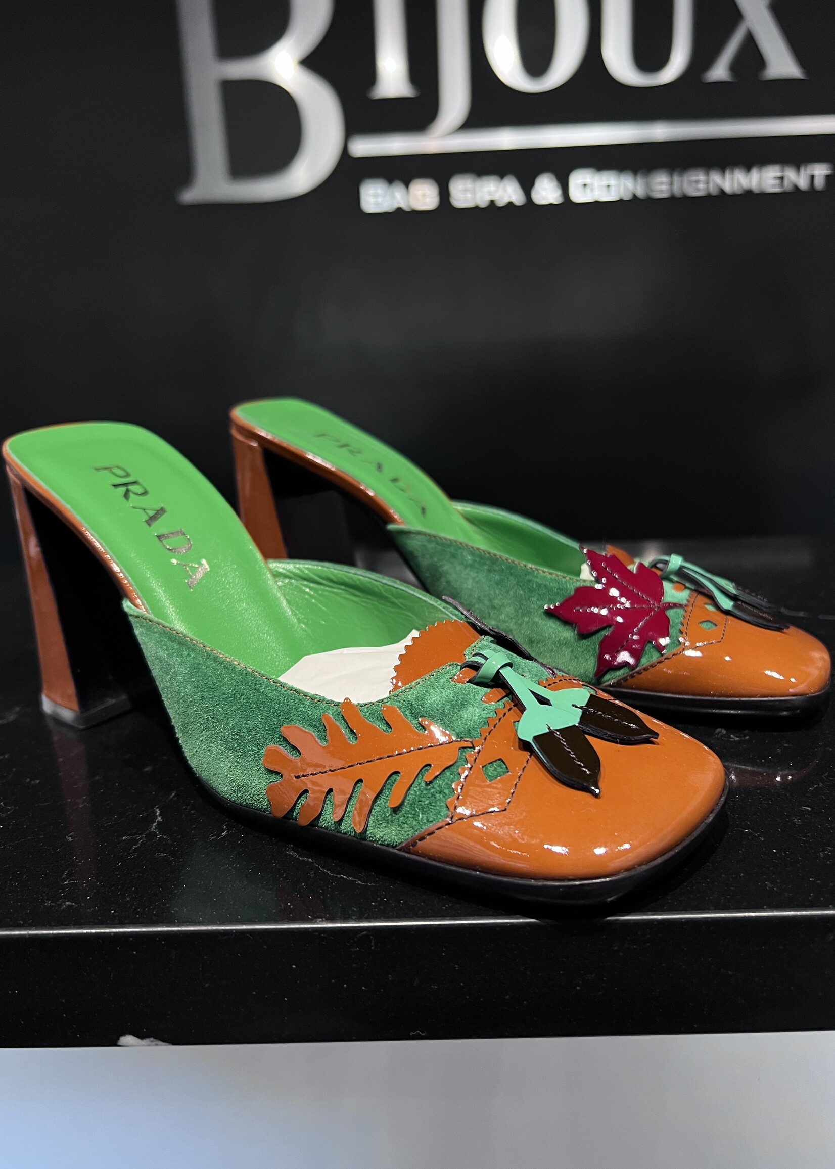 Prada Prada Orange Leaf Kitten Heels 35.5