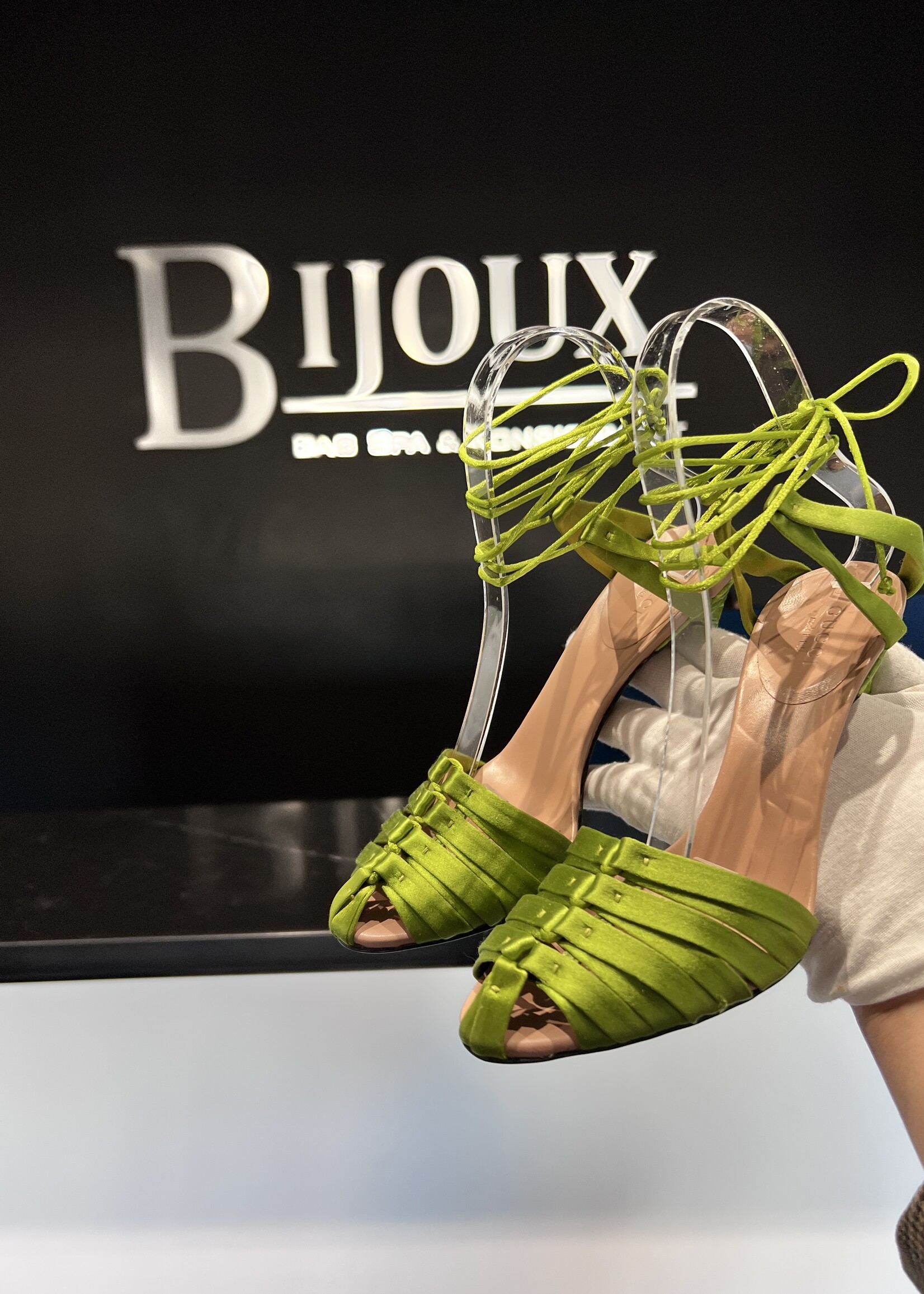 Gucci Gucci x Tom Ford Green Bamboo Heels 35.5